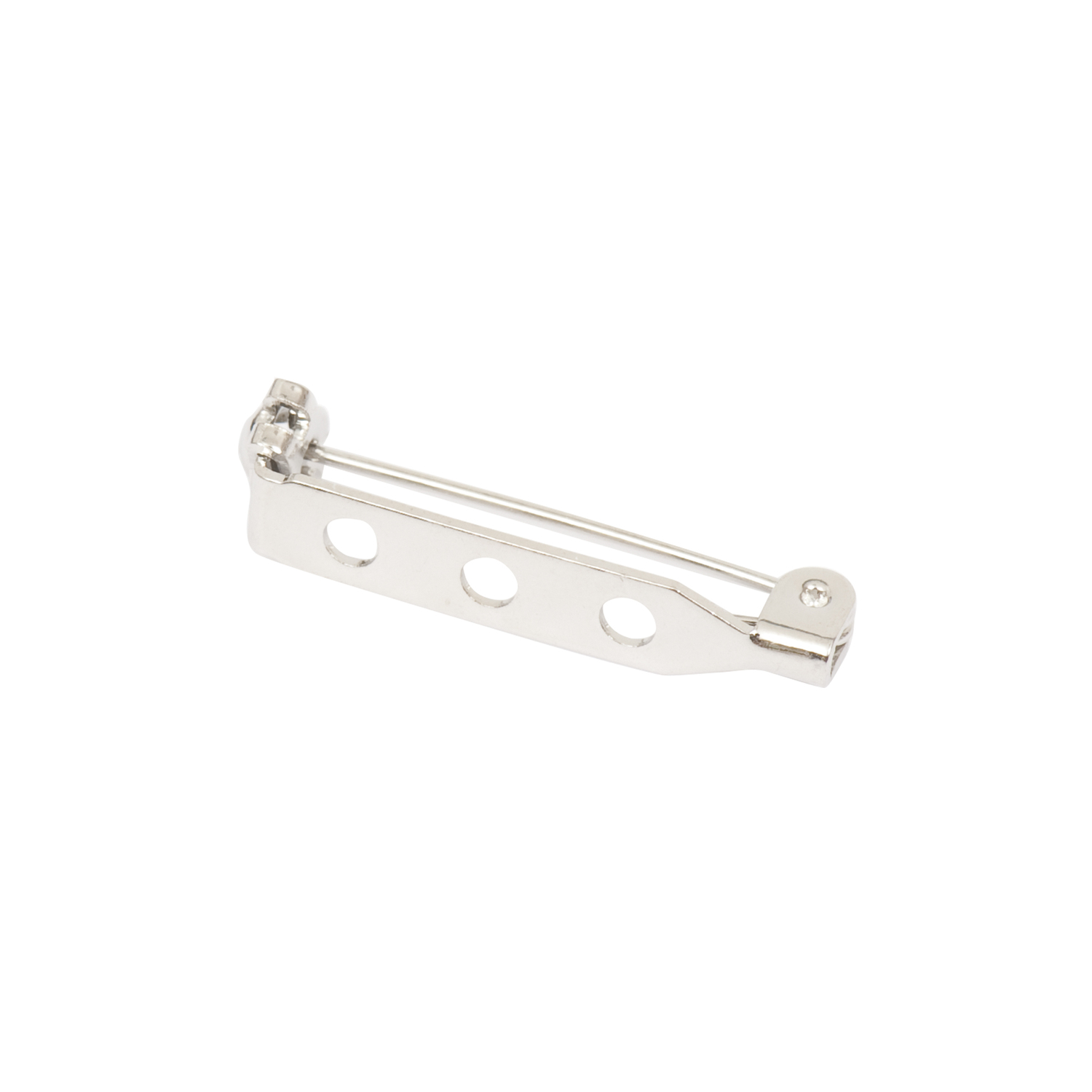 Broschennadel silber von Rico Design, 26mm, 2 Stück. Silberne Nadel mit drei Löchern, ideal für Schmuckdesign.