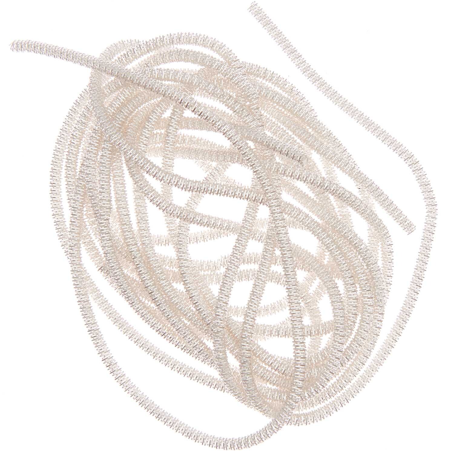 Bouillondraht mittel silber 2m von Preissler, zeigt eine silberne, flexible Drahtspirale. Ideal für kreative Bastelprojekte.