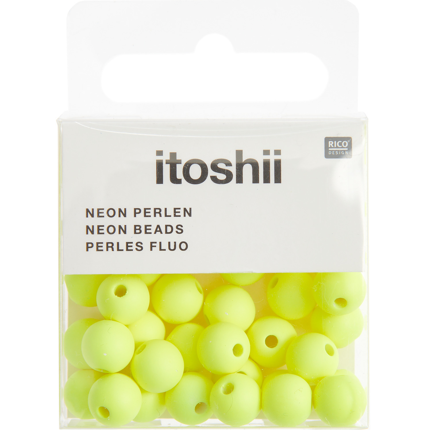 itoshii Kunststoffperlen neon 8mm 40 Stück Farbe Neon Gelb von Rico Design