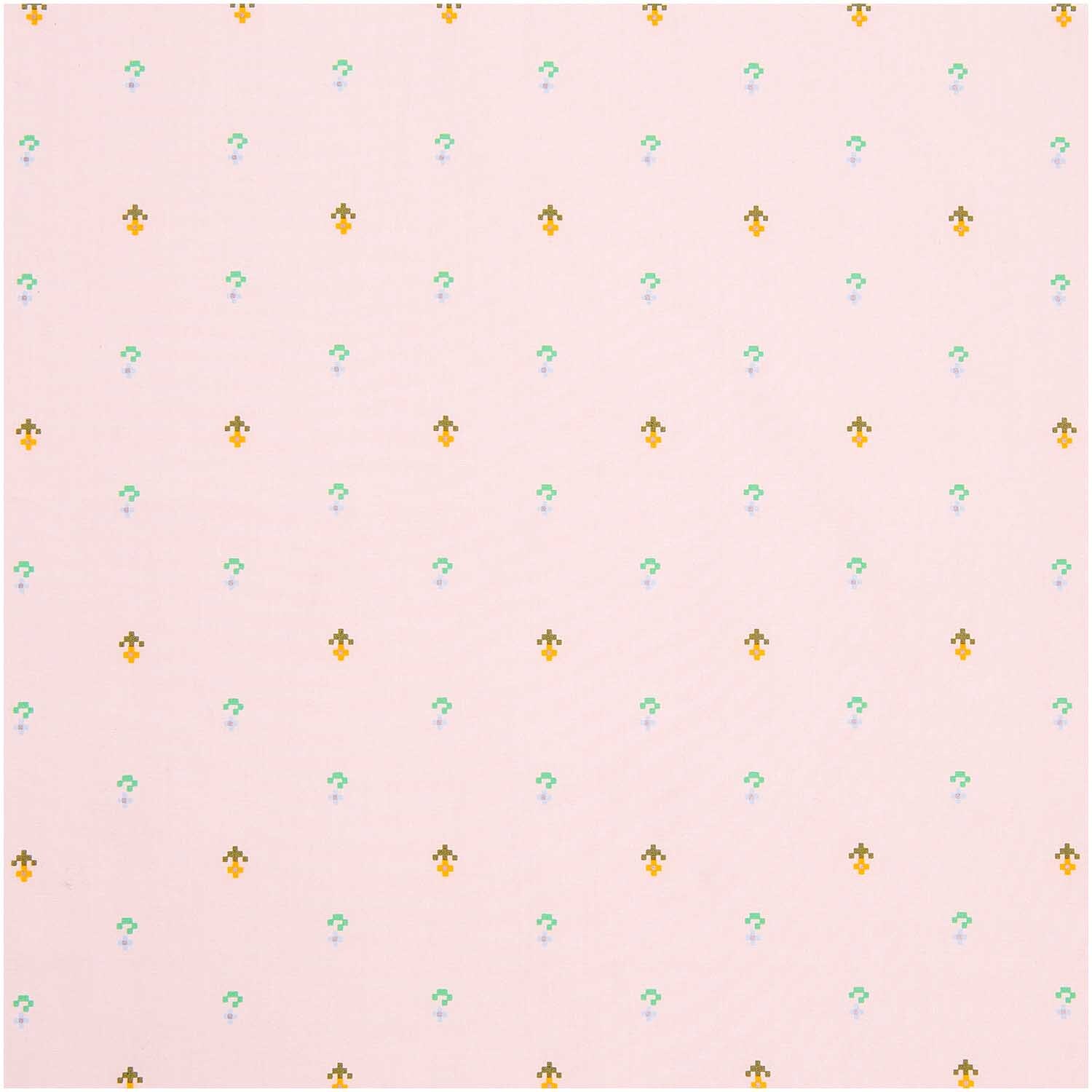 Meterware Baumwoll-Popelin Pixel Blumen Rosa zeigt ein zartes Muster aus kleinen Blumen auf rosa Hintergrund. Ideal für kreative Nähprojekte.