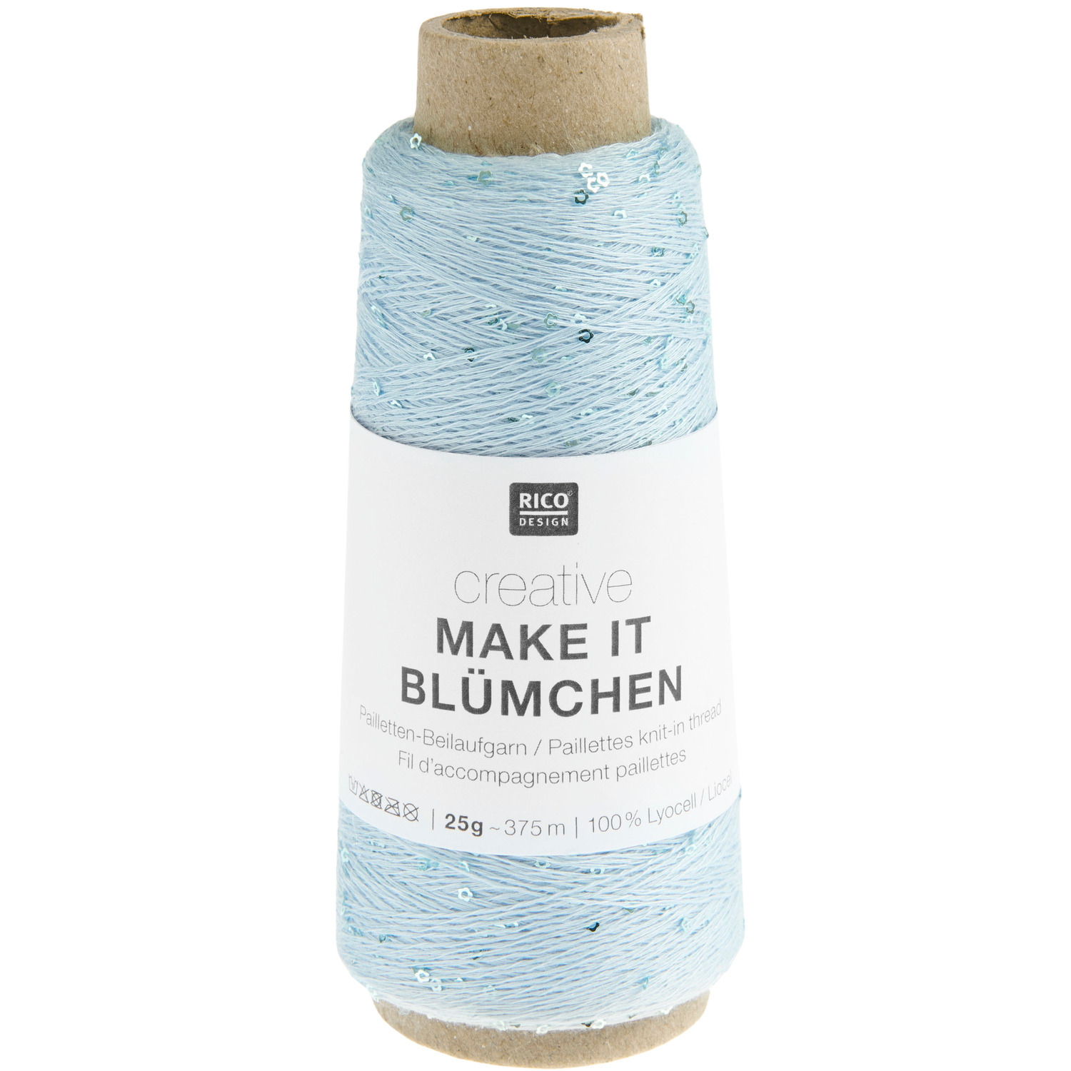 Creative Make It Blümchen: Aqua-farbenes Strickgarn von Rico Design, 25g, 375m, ideal für kreative Strickprojekte.