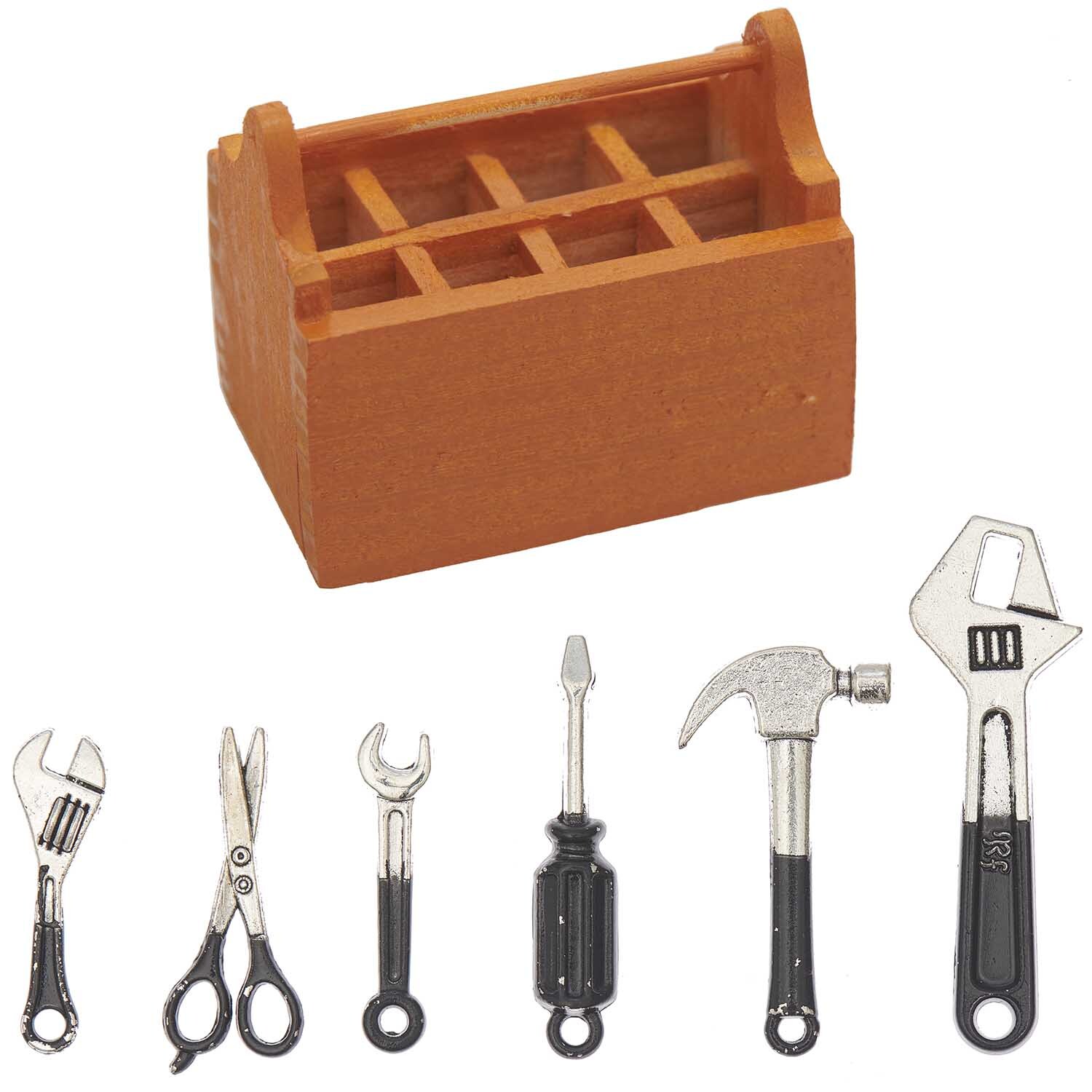 Miniatur Werkzeugkoffer mit Werkzeug 7-teilig von Rico Design