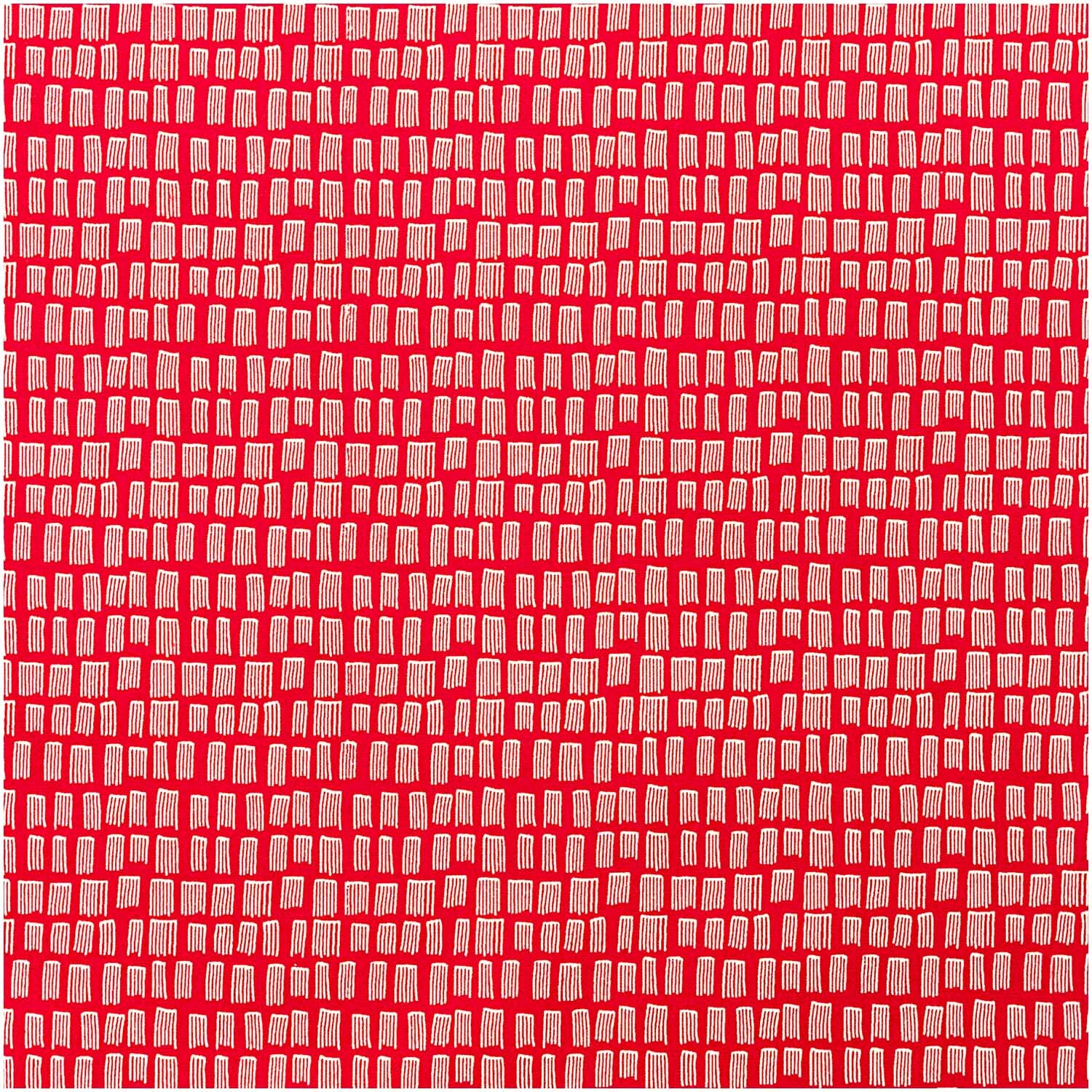 Druckstoff Jardin Japonais mit roten Strichen von Rico Design, zeigt ein geometrisches Muster.