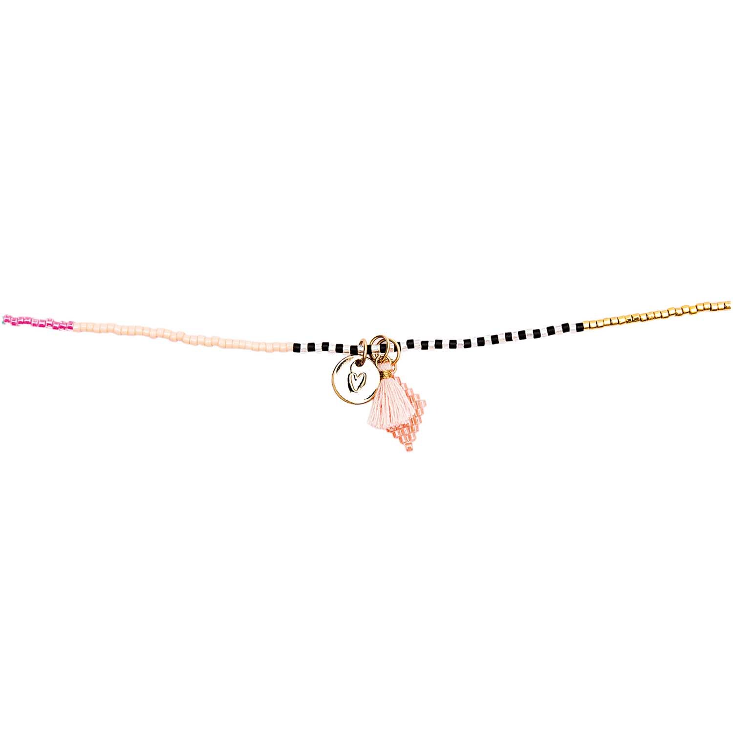 Mix it Up - Jewellery Kette Itoshii Beads gold 65cm mit bunten Perlen und Anhängern von Rico Design.