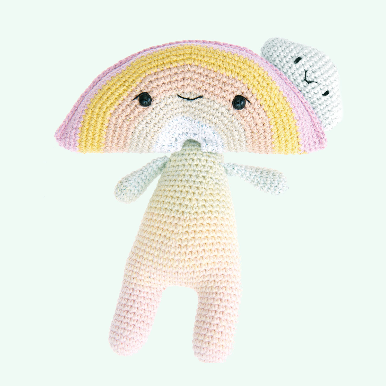 Gehäkelte Figur: Rainbow-Head aus dem Heft Ricorumi Element Heads