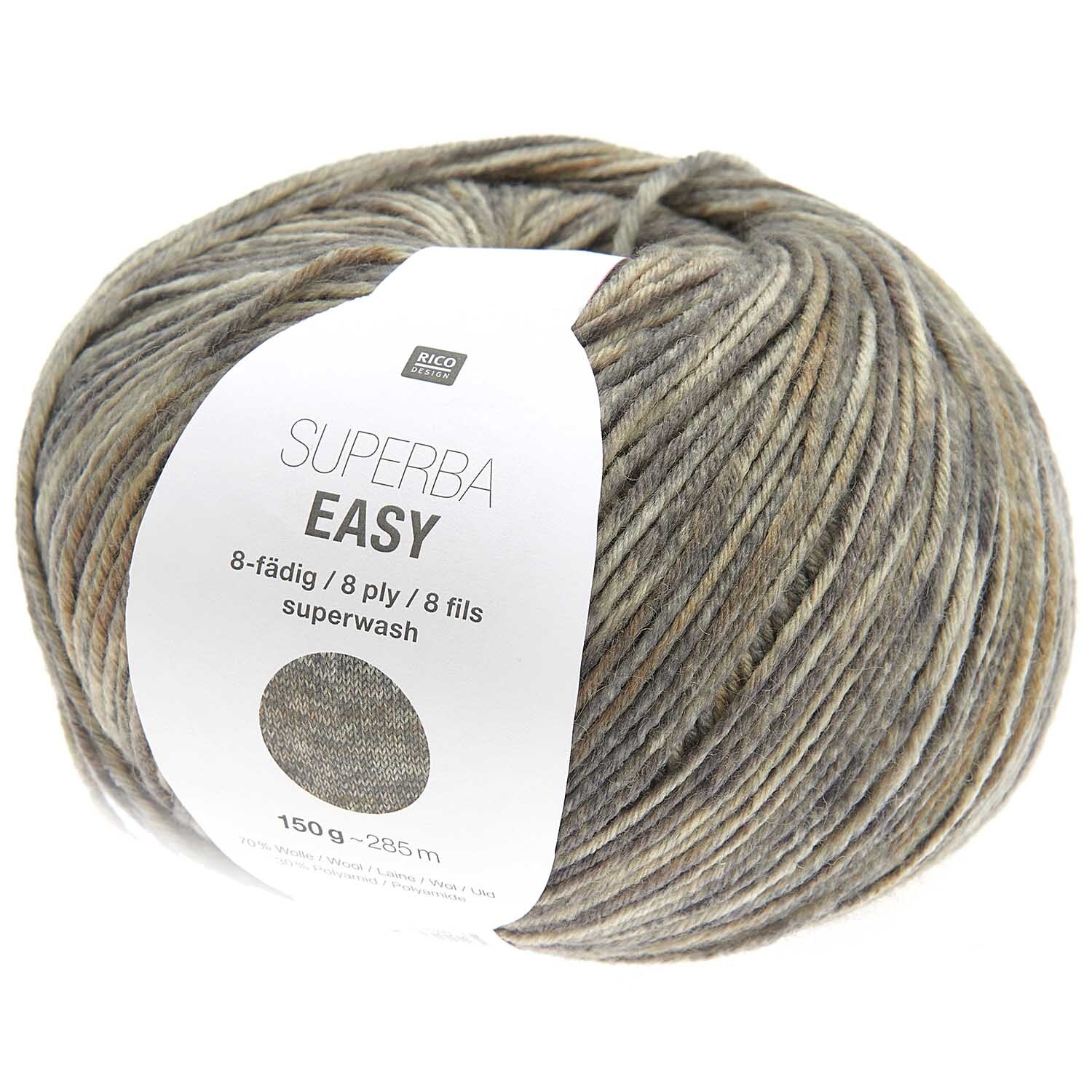 Superba Easy 8 8fädig Wolle in Pebbles-Farbton, 150g Knäuel von Rico Design, ideal zum Stricken.