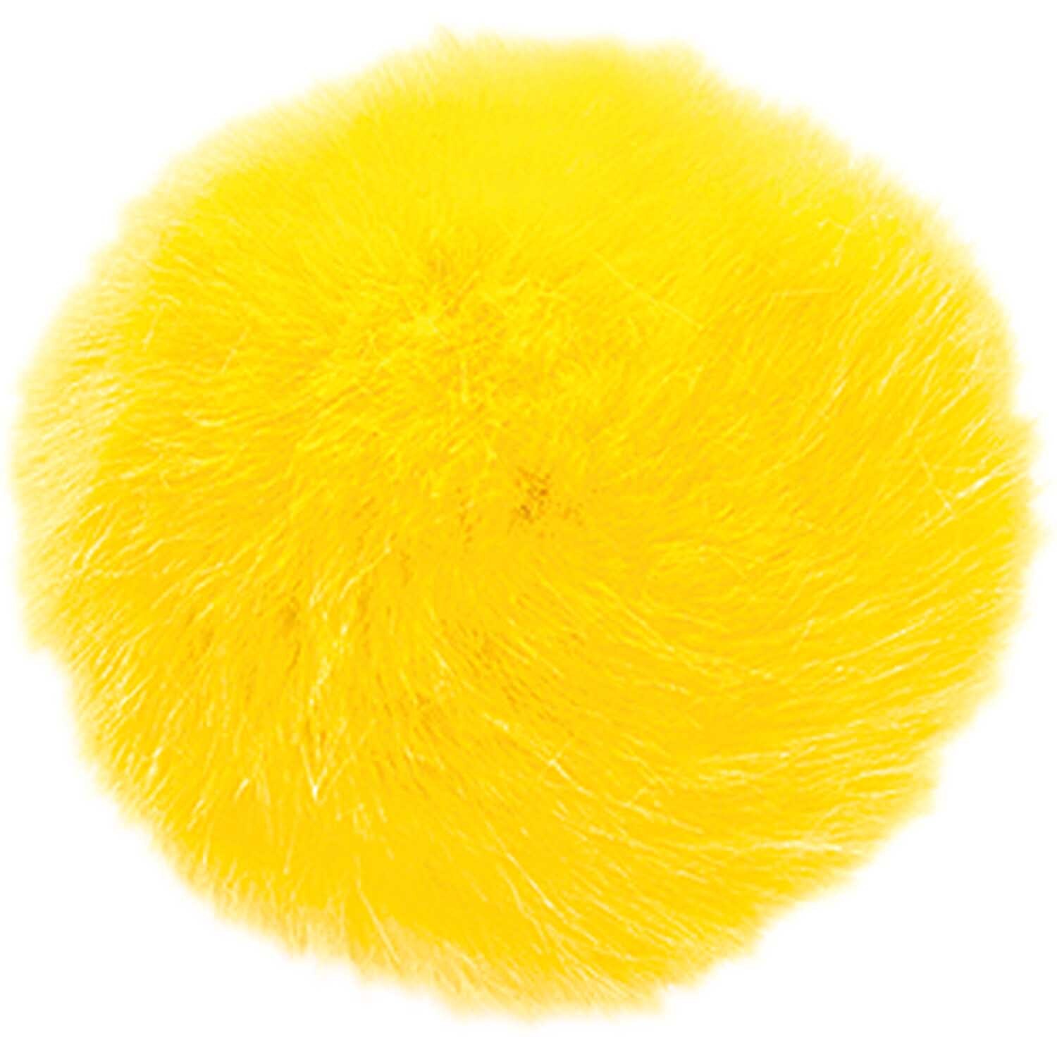 Kunstfellbommel 5cm von Rico Design in leuchtendem Gelb, ideal für kreative Bastelprojekte.