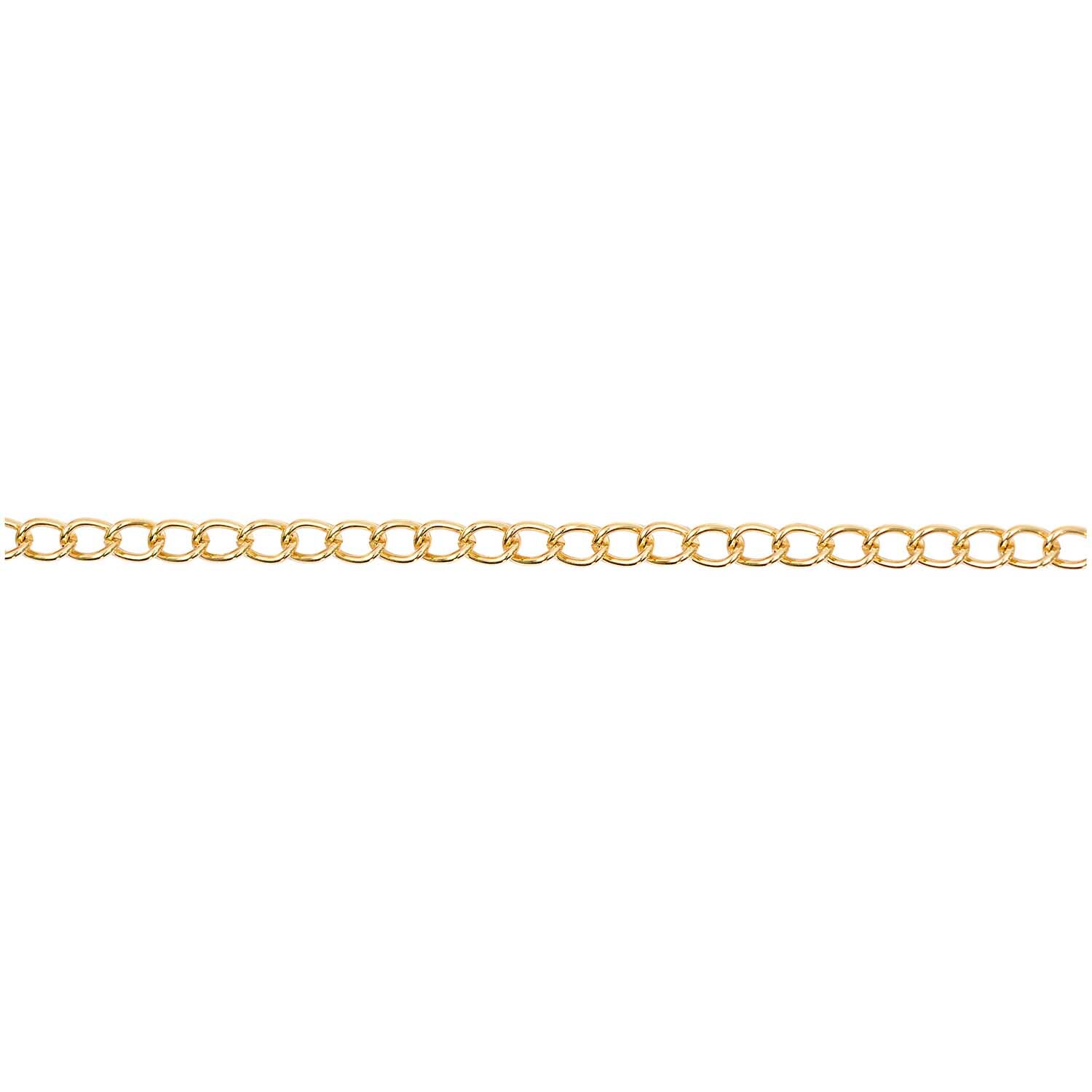 Gliederkette gold 6-7mm 1m von Rico Design, zeigt eine elegante goldene Kette mit feinen Gliedern.