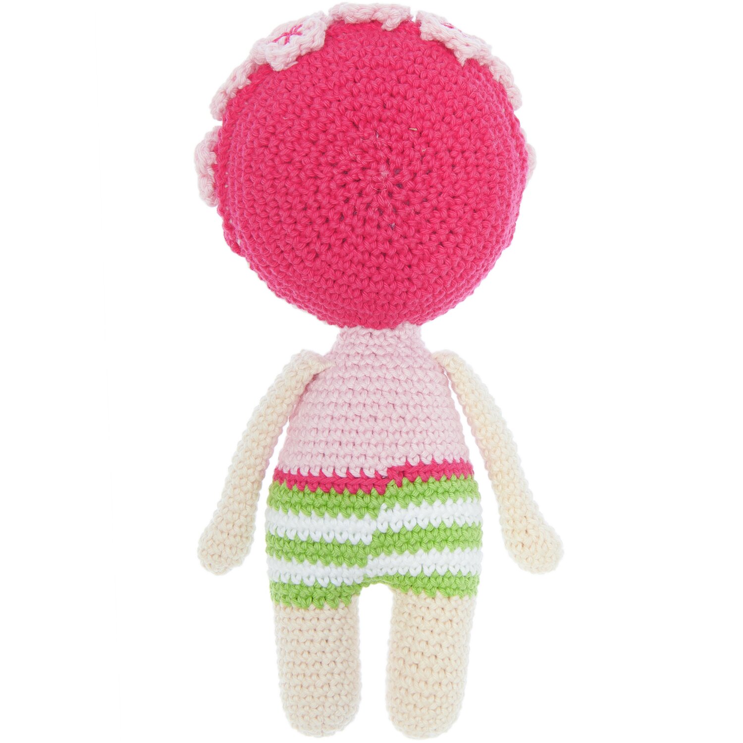 Creative Ricorumi dk: Gehäkelte Puppe in Himbeer- und Pistaziefarben von hinten, 25g, von Rico Design.