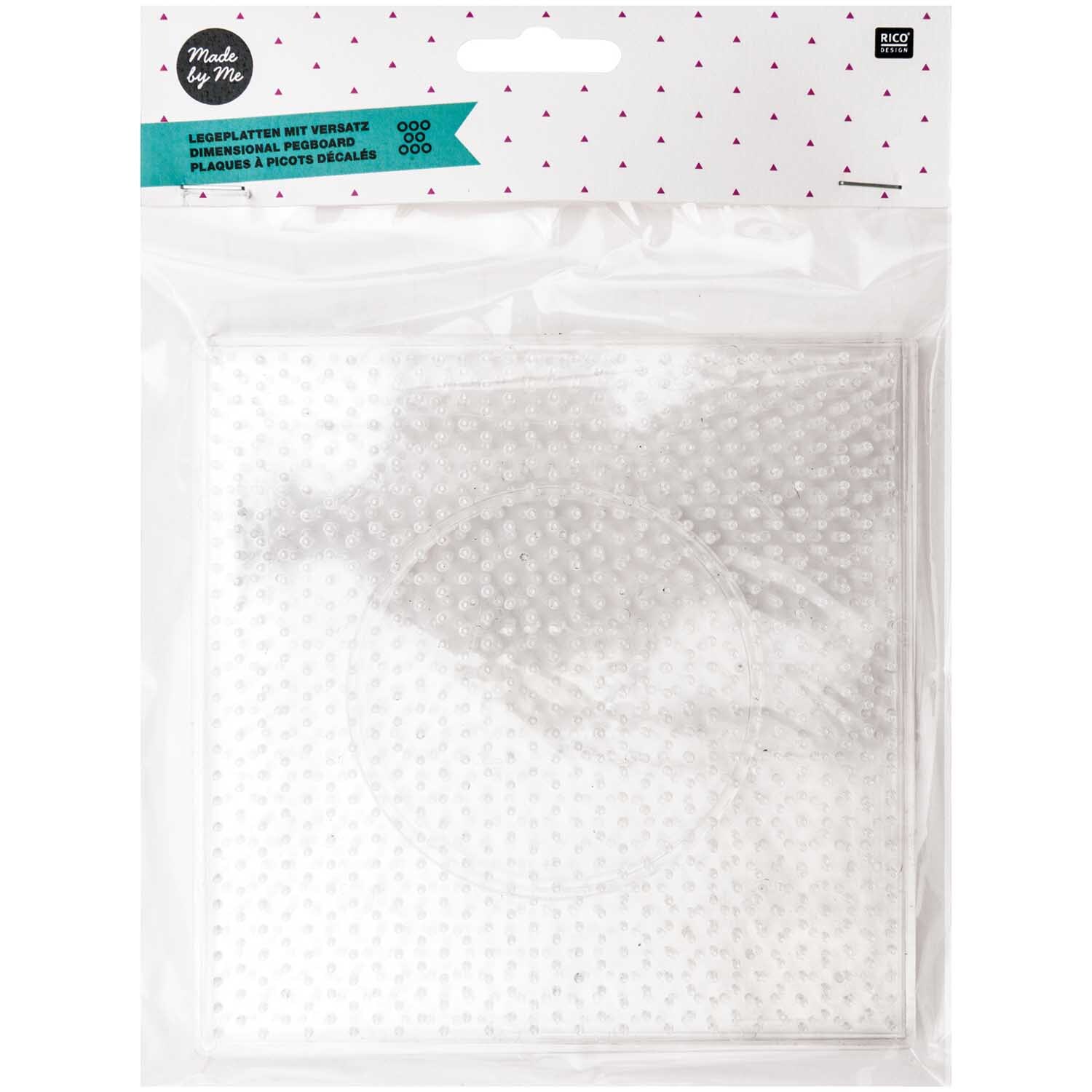 Bügelperlen Legeplatte 15x15cm eckig, 2 Stück von Rico Design, transparent, in Verpackung. Ideal für kreative Bastelprojekte.