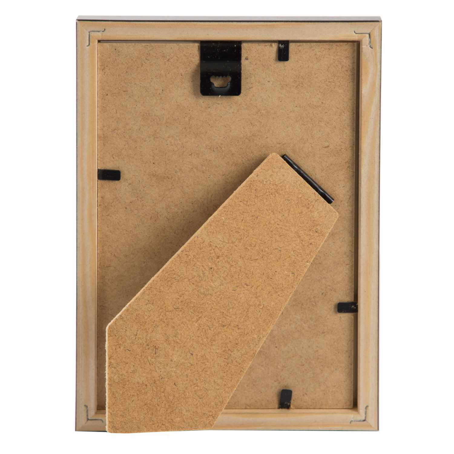 Bilderrahmen aus Holz mit schwarzem Rand, Marke goldbuch, zeigt Rückseite mit Aufsteller.