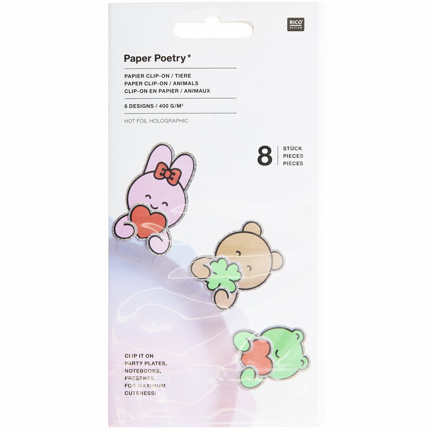 Paper Poetry Clip-Ons Chingu Tiere 8 Stück von Rico Design