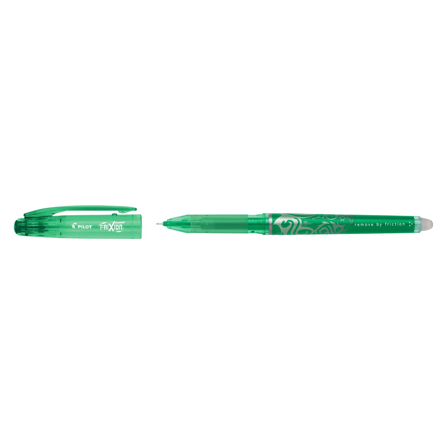 Frixion Point Tintenroller 05 in Grün von PILOT, abnehmbarer Deckel, schlankes Design, ideal für präzises Schreiben.