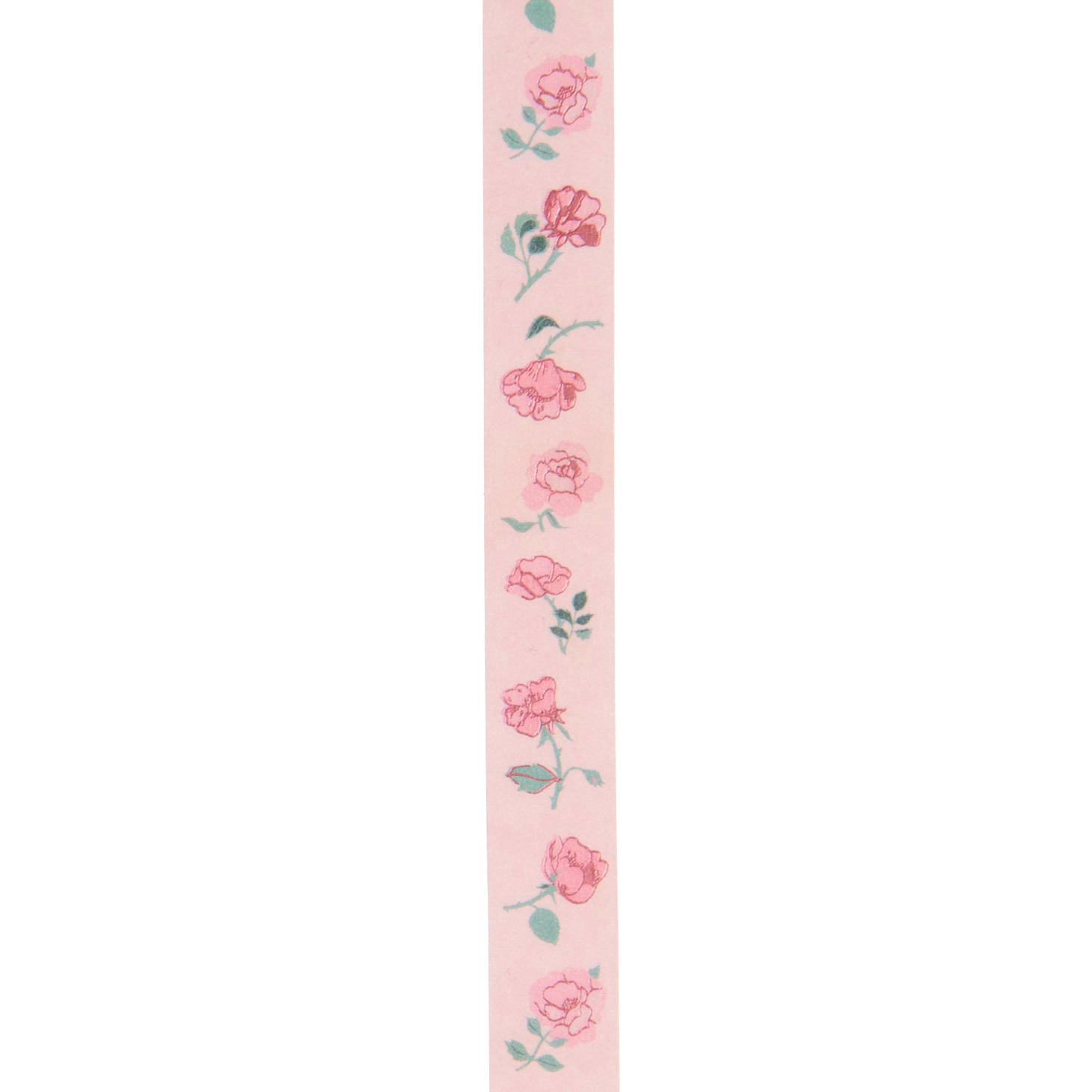 Paper Poetry Tape Rosen, 1,5cm x 10m, mit rosa Hintergrund und roten Rosenmotiven, ideal für kreative Projekte.