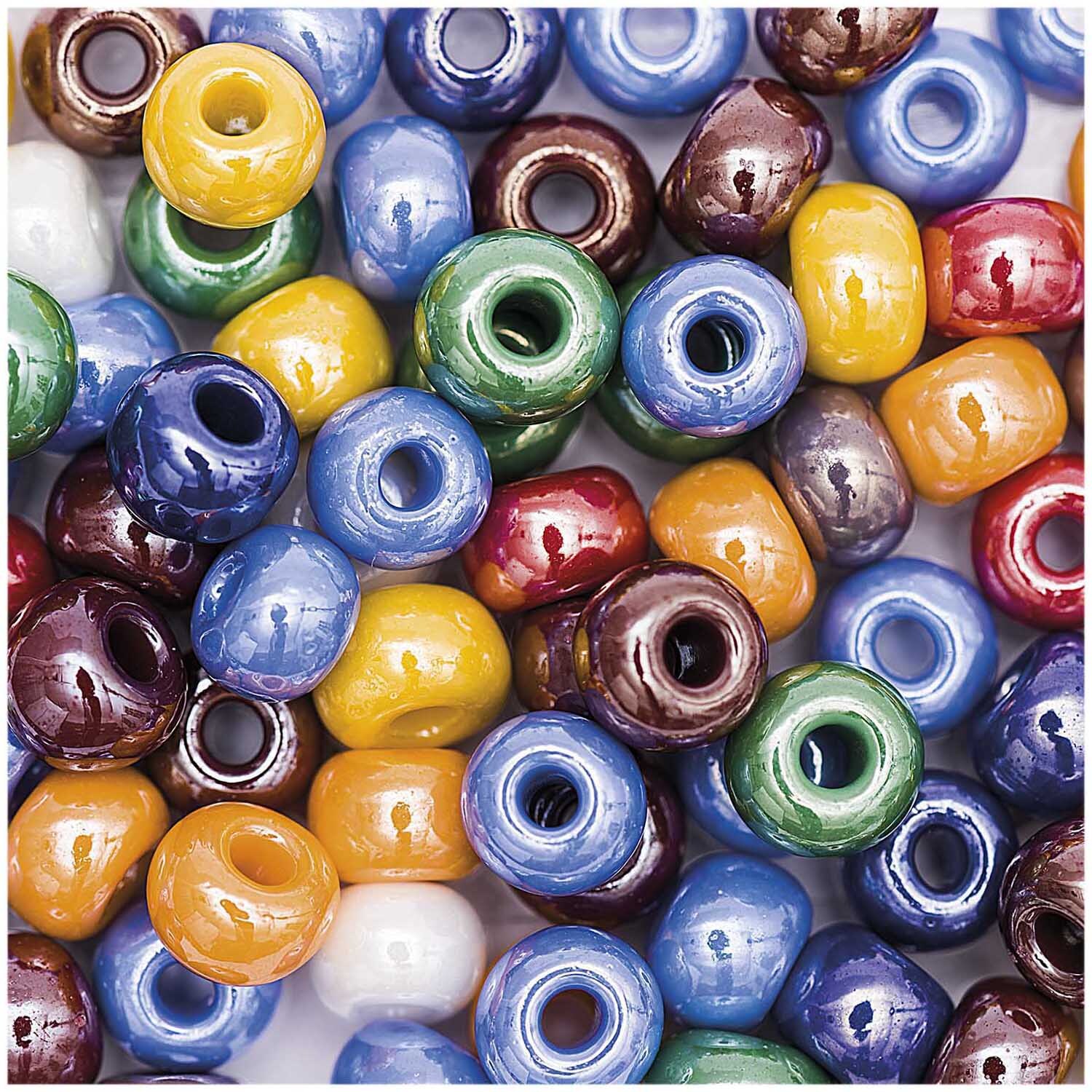 Glas-Perlen opak multicolor 8x5,5mm von Rico Design. Bunte, opake Perlen in verschiedenen Farben. Ideal für kreative Bastelprojekte.