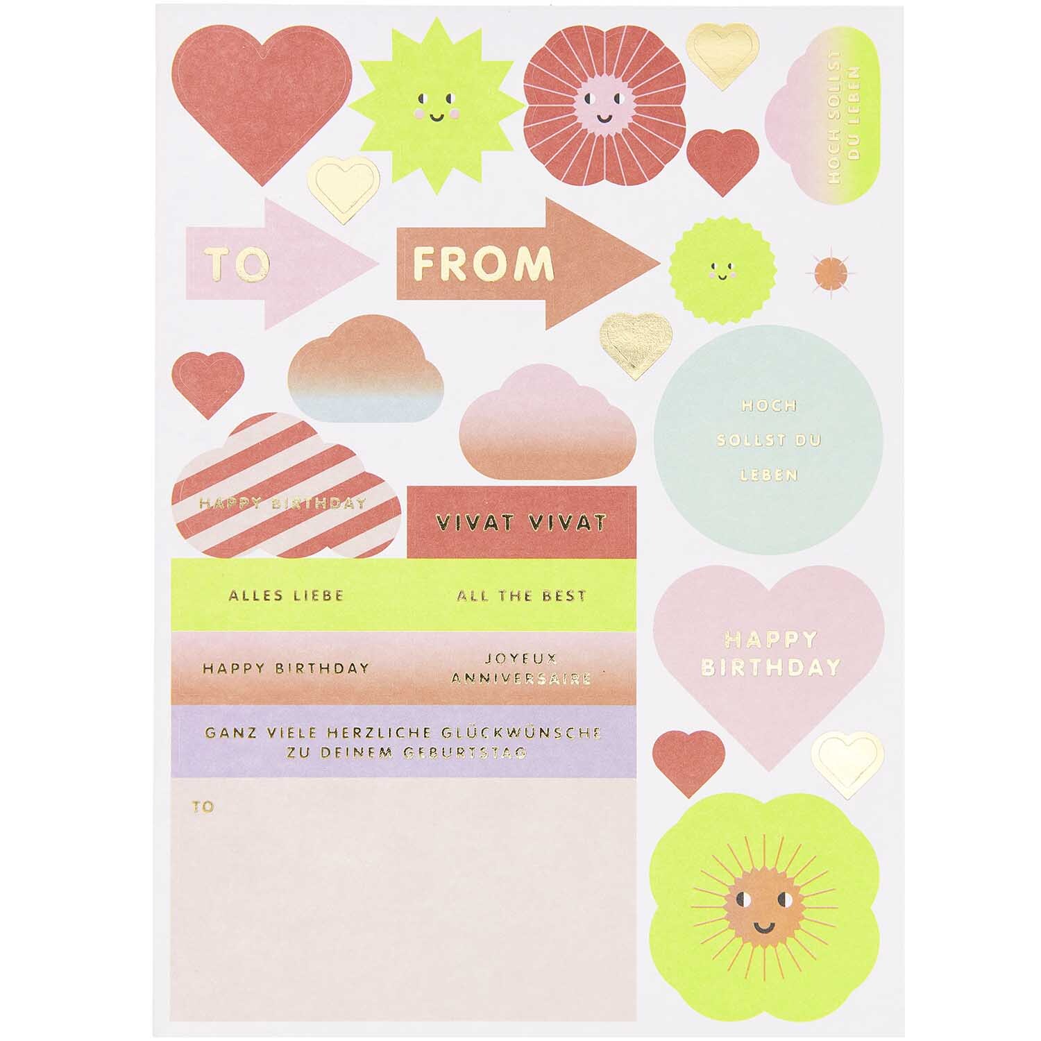 Paper Poetry Grußkartenset Birthday Wishes mit bunten Aufklebern und fröhlichen Motiven von Rico Design. Ideal für Geburtstagsgrüße.
