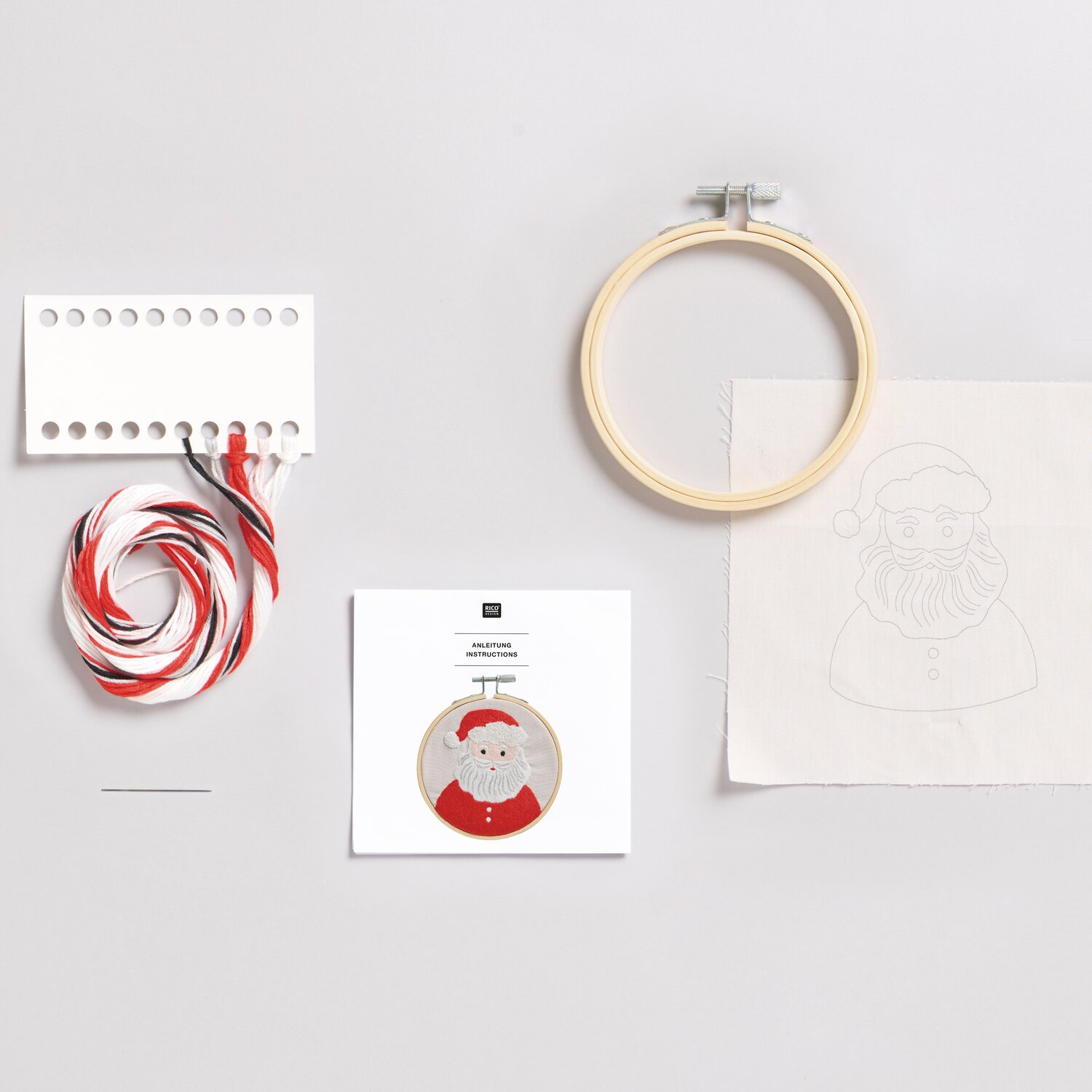 Stickpackung Santa vorgezeichnet Ø10cm von Rico Design