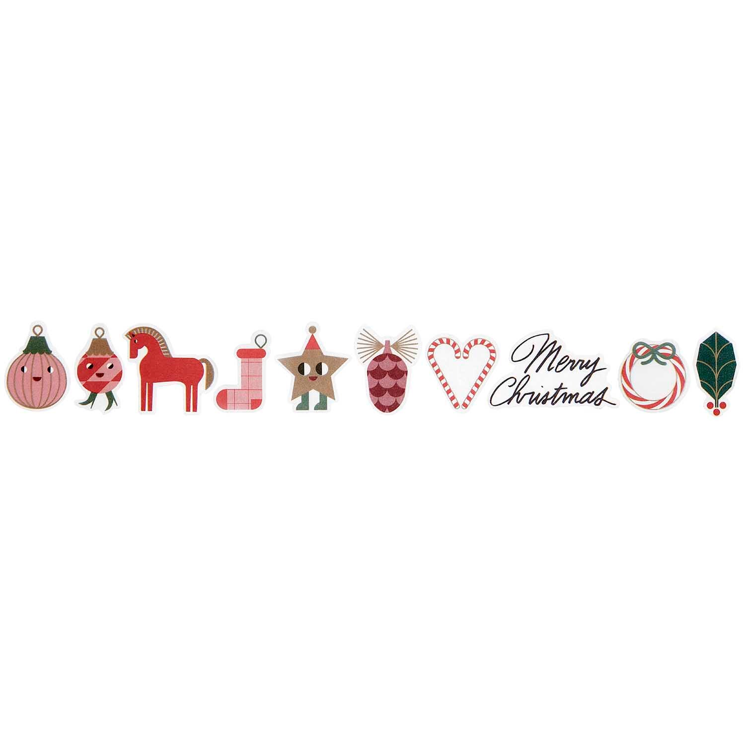 Paper Poetry Washi Sticker Figuren Christmas Rocks! 200 Stück von Rico Design zeigen festliche Motive wie Rentiere, Sterne und Weihnachtsgrüße.