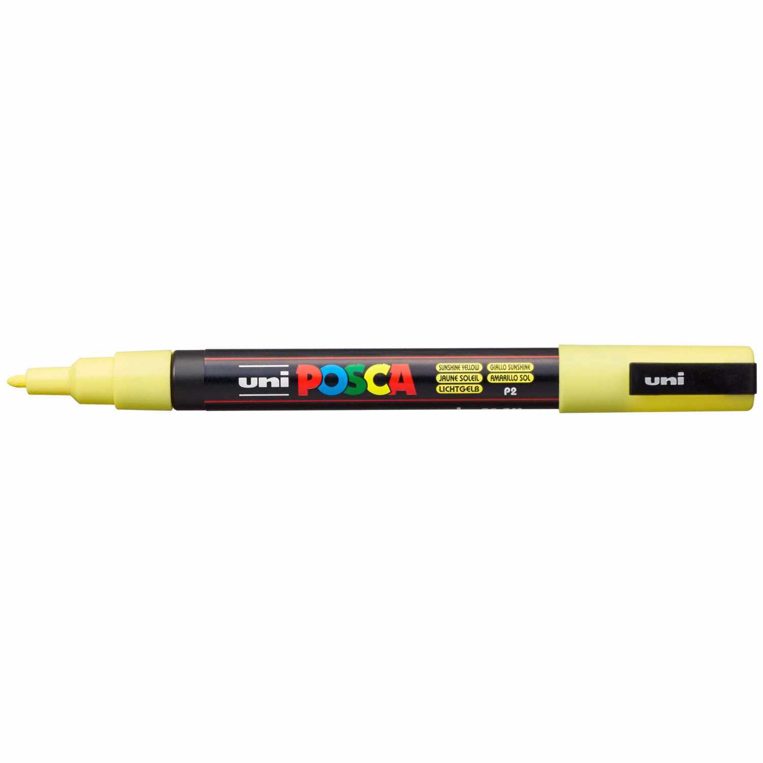 POSCA-Marker PC-3M 0,9-1,3mm in Lichtgelb von uni, ideal für präzises Zeichnen und Schreiben.