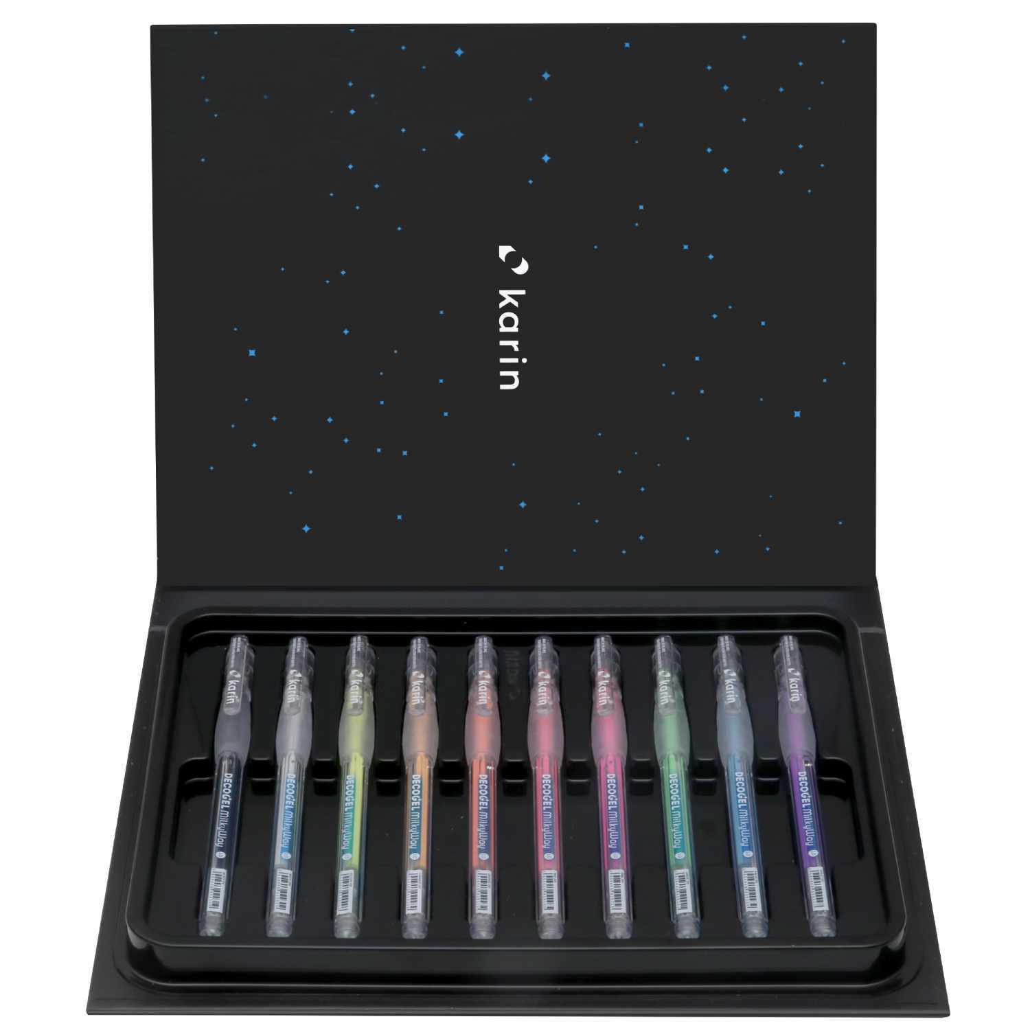 Decogel-Set Milky Way 10 Stück in einer eleganten schwarzen Box mit sternenklarem Design von Karin.