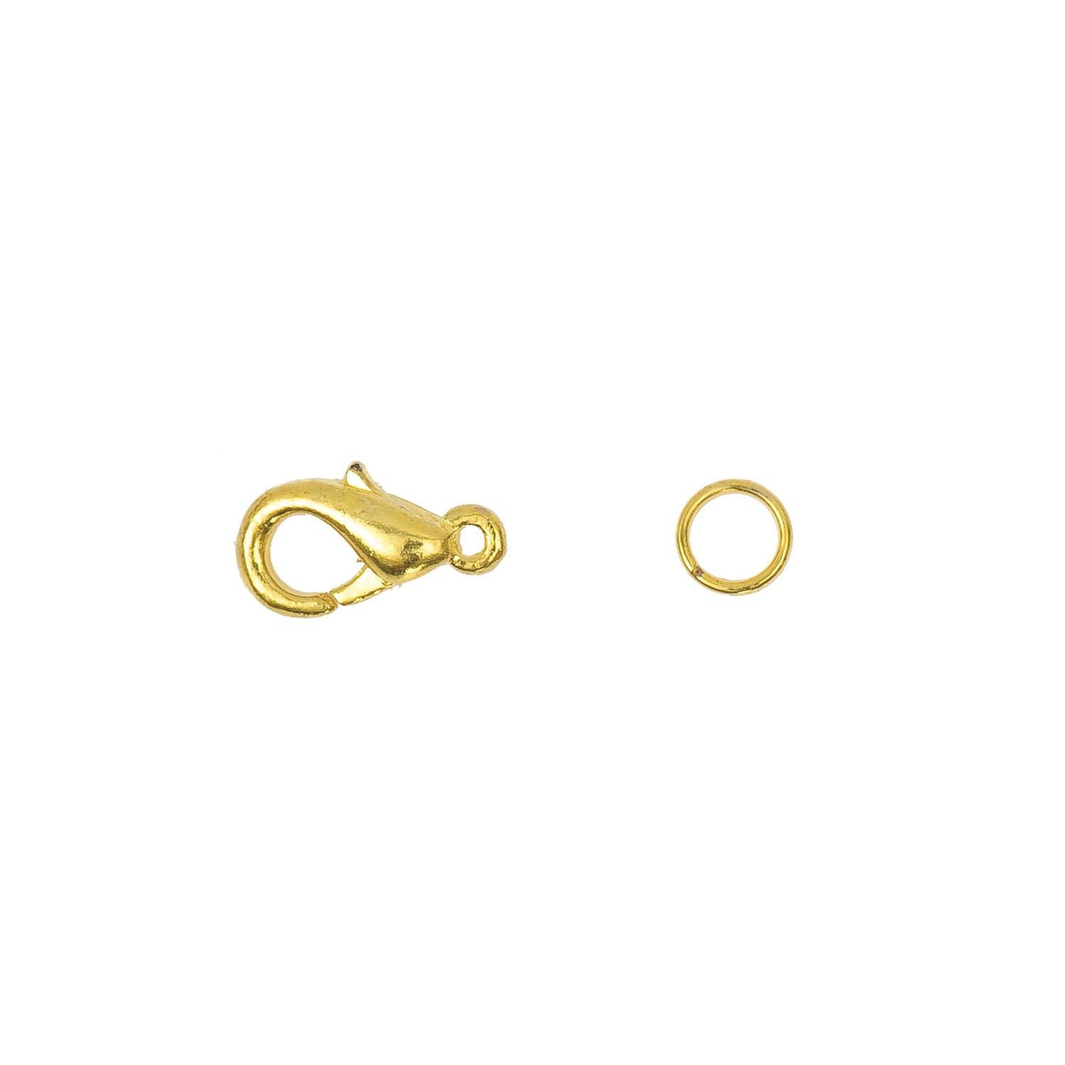 Karabiner mit 2 Federringen, goldfarben, von Rico Design. Ideal für Schmuckherstellung.