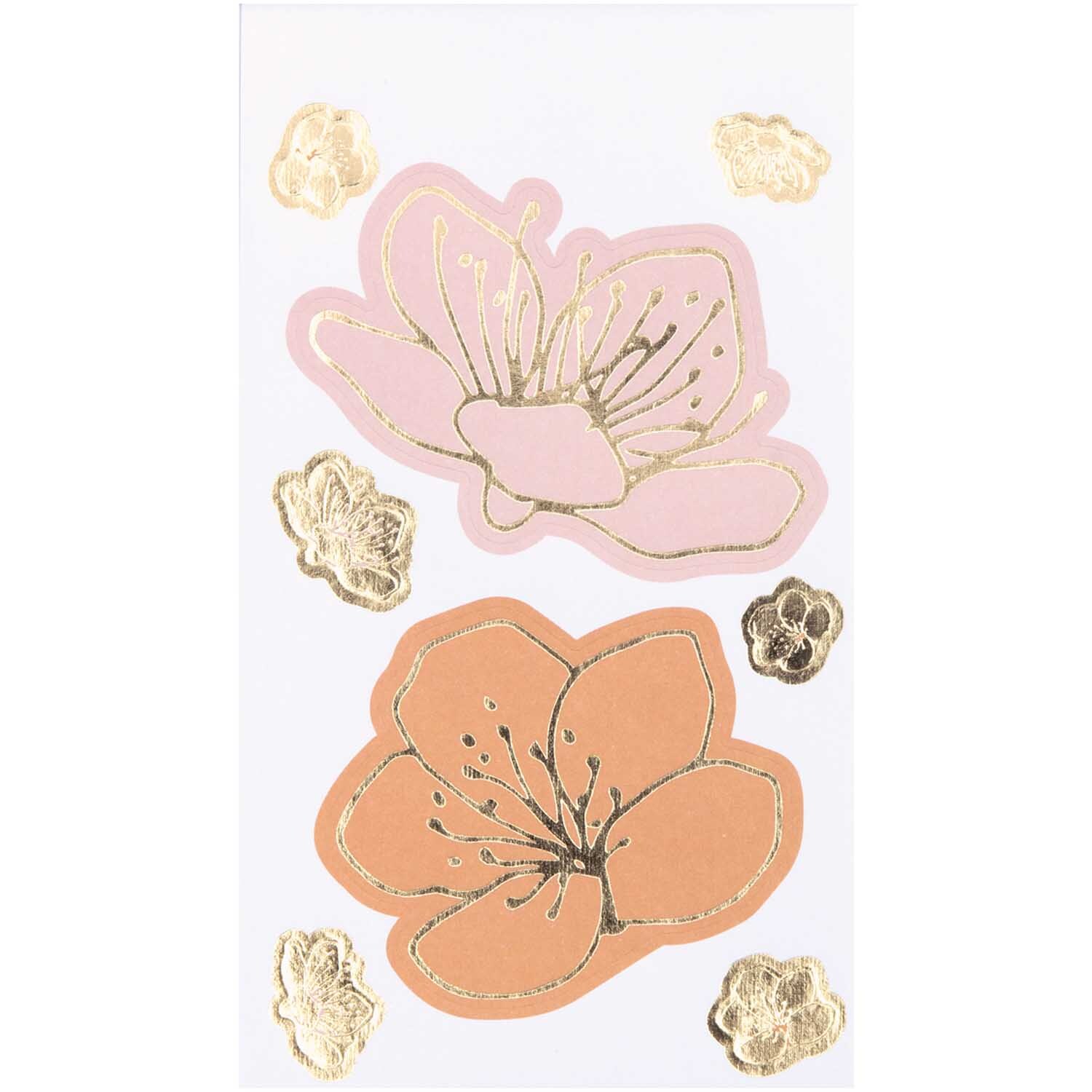 Paper Poetry Sticker Blüten 4 Blatt mit rosa und orangefarbenen Blumenmotiven von Rico Design.
