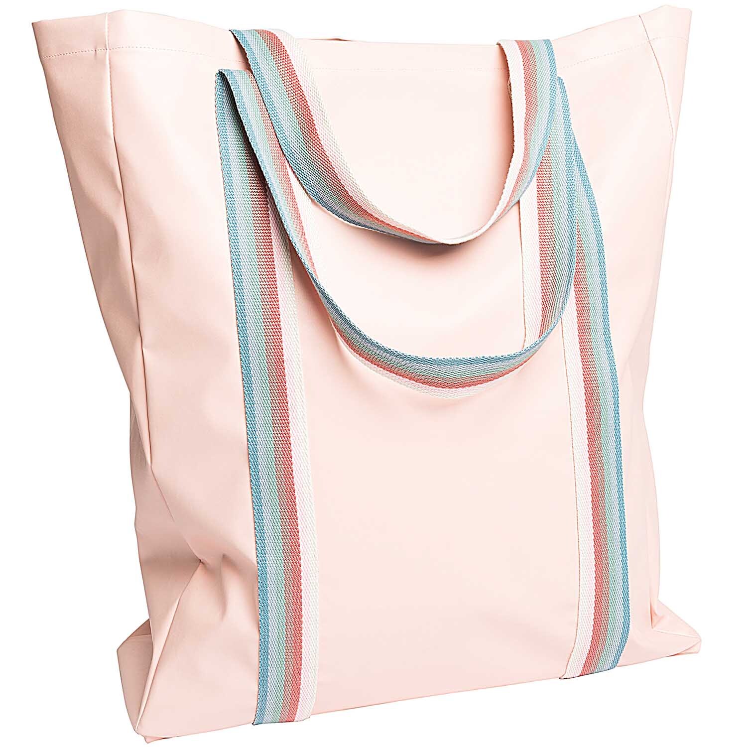 Gurtband gestreift 40mm 2m: Rosa Tasche mit gestreiften Trägern in Blau und Rot von Rico Design.