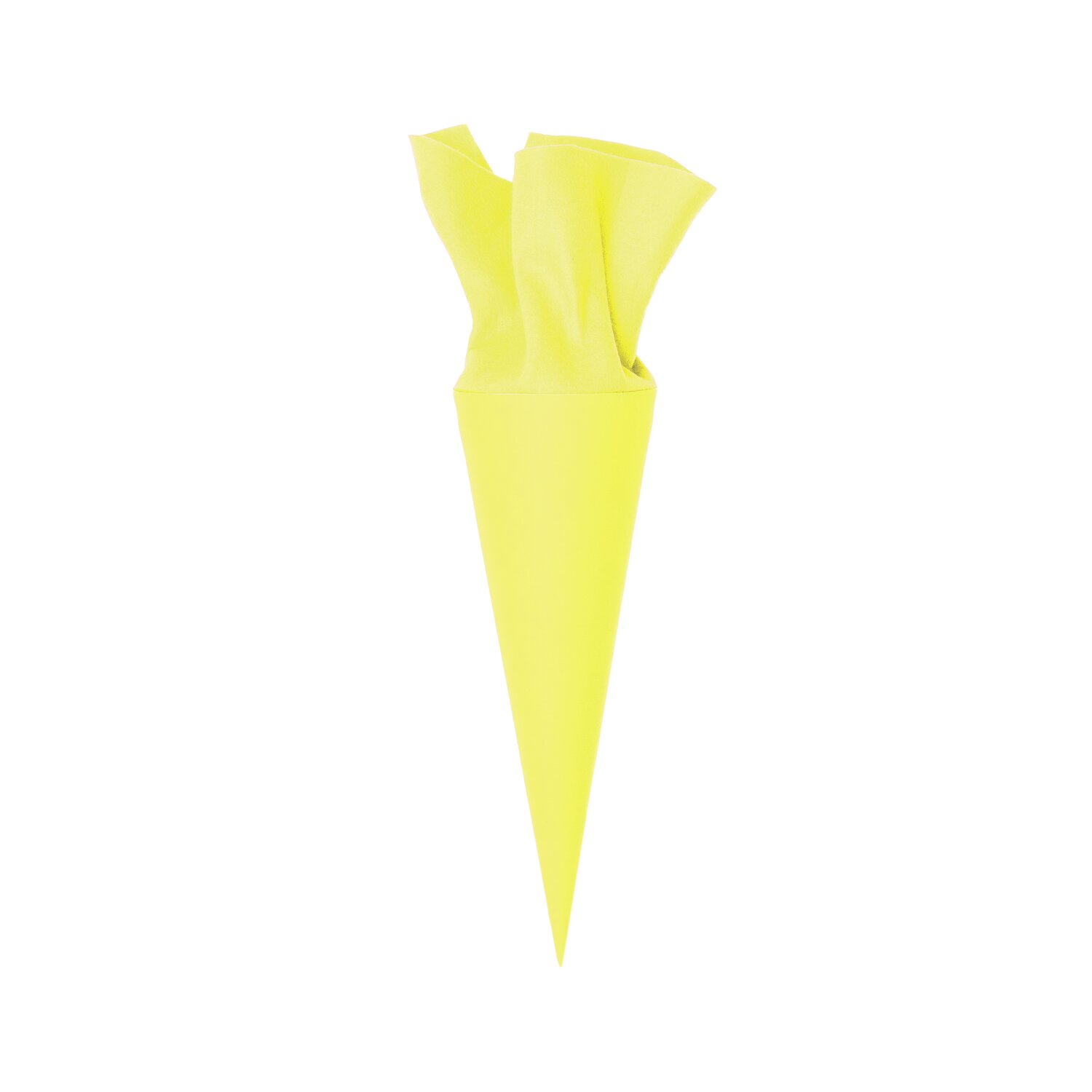 Schultüte Rohling mit Filzverschluss in leuchtendem Gelb, 35cm, von Rico Design, ideal für Schulanfang.