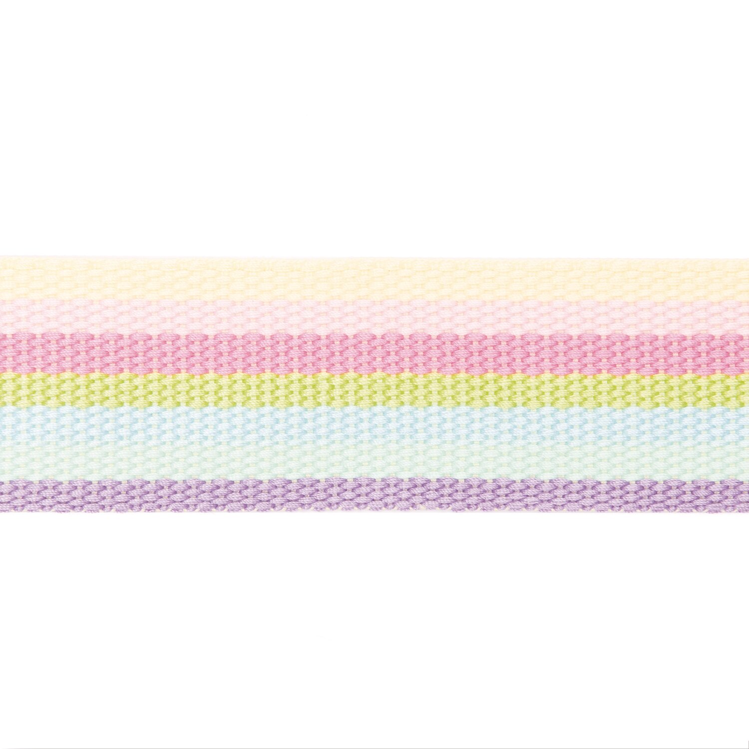 Gurtband gestreift 40mm 2m mit feiner Webstruktur in zarten Pastelltönen, vielseitiges Nähzubehör von Rico Design für Taschen, Gurte und Accessoires.