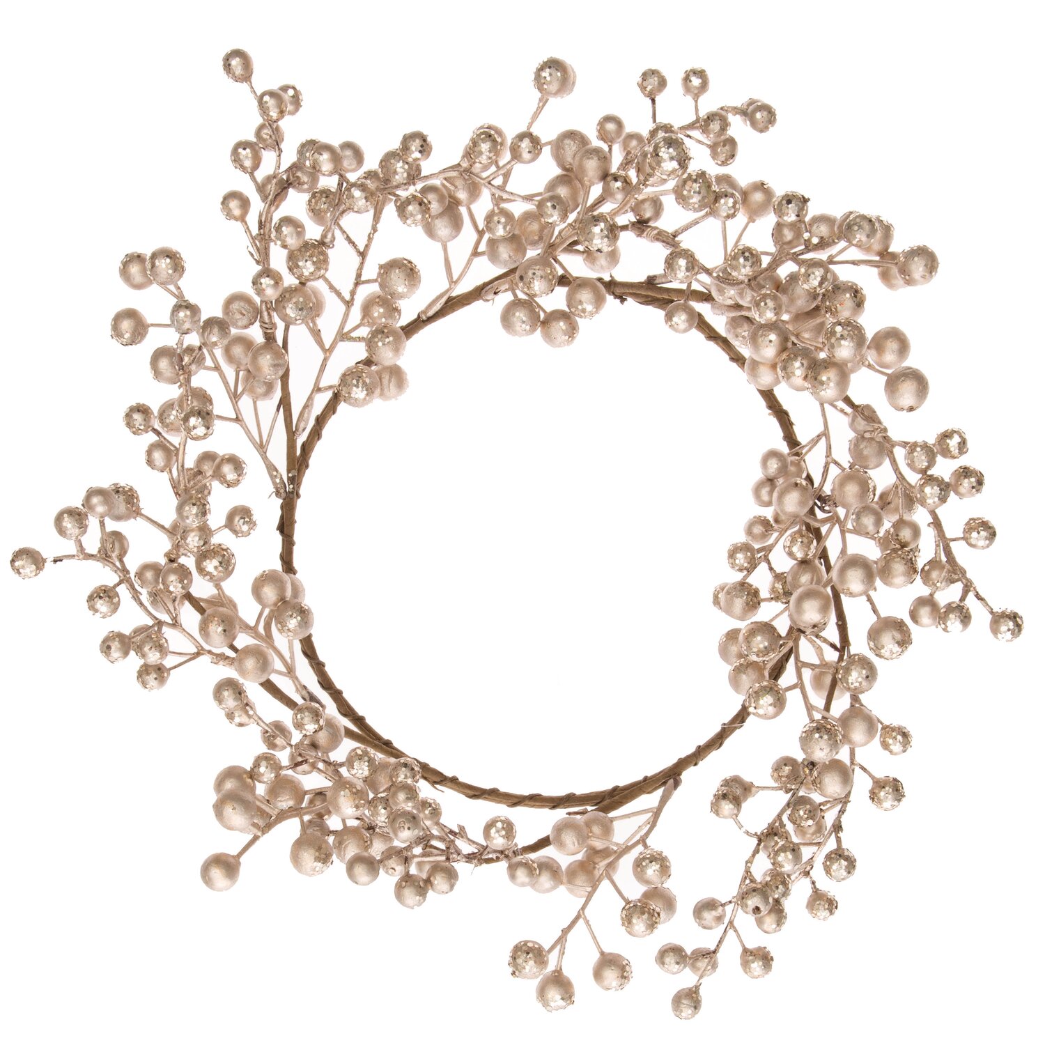 Beerenkranz mit Glitter champagner-gold Ø17cm, dekorativer Kranz von Rico Design in eleganter Goldoptik, ideal für festliche Anlässe.