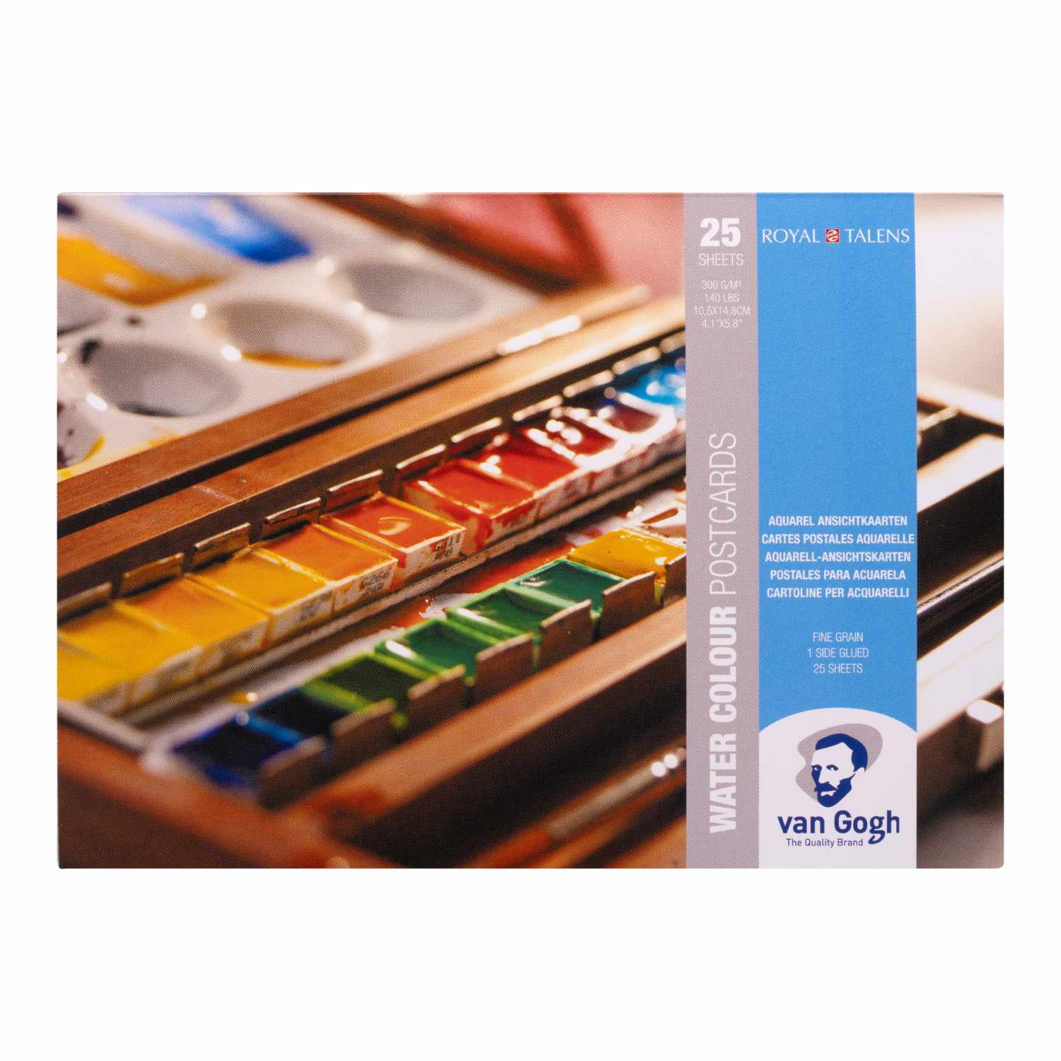 Aquarell Postkartenblock mit 25 weißen Karten, ideal für kreative Kunstwerke. Van Gogh Marke, hochwertige Qualität.