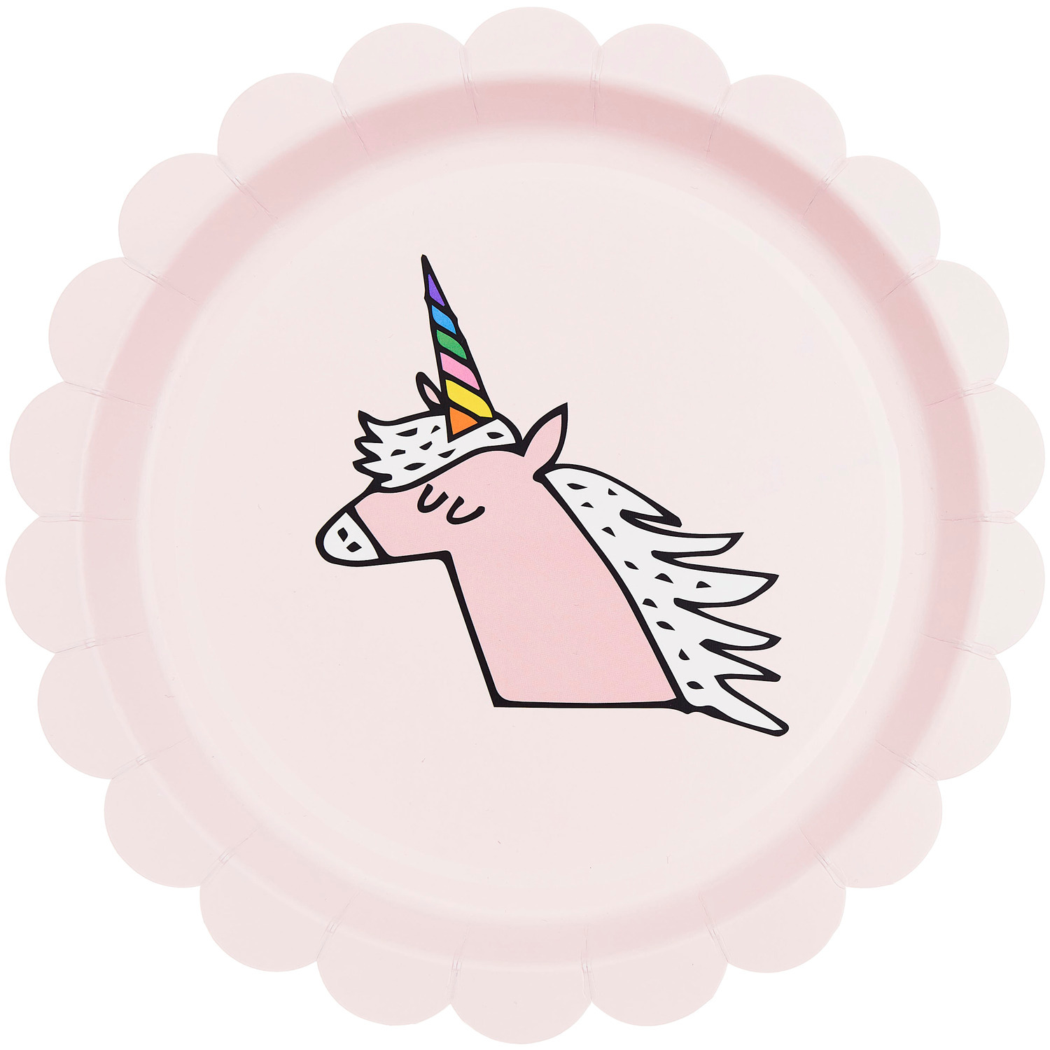 Pappteller Einhorn Rosa mit Einhornmotiv, Ø23cm, 8 Stück, ideal für Partys, von Rico Design.