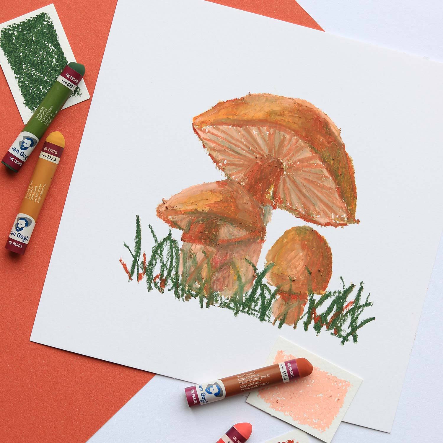 Öl-Pastelle Set 24 Farben zeigt eine Auswahl an leuchtenden Farben, ideal für kreative Kunstwerke. Marke: van Gogh.