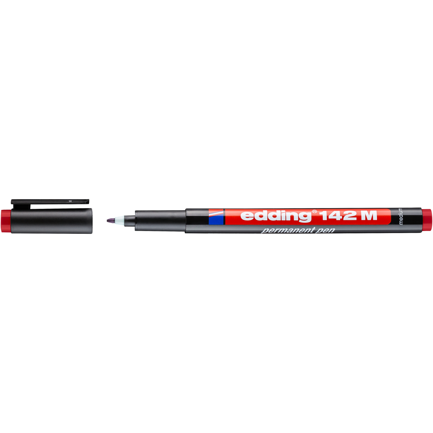 edding 142 M Permanentmarker mit roter Tinte, abnehmbarer Kappe, ideal für OHP-Folien.