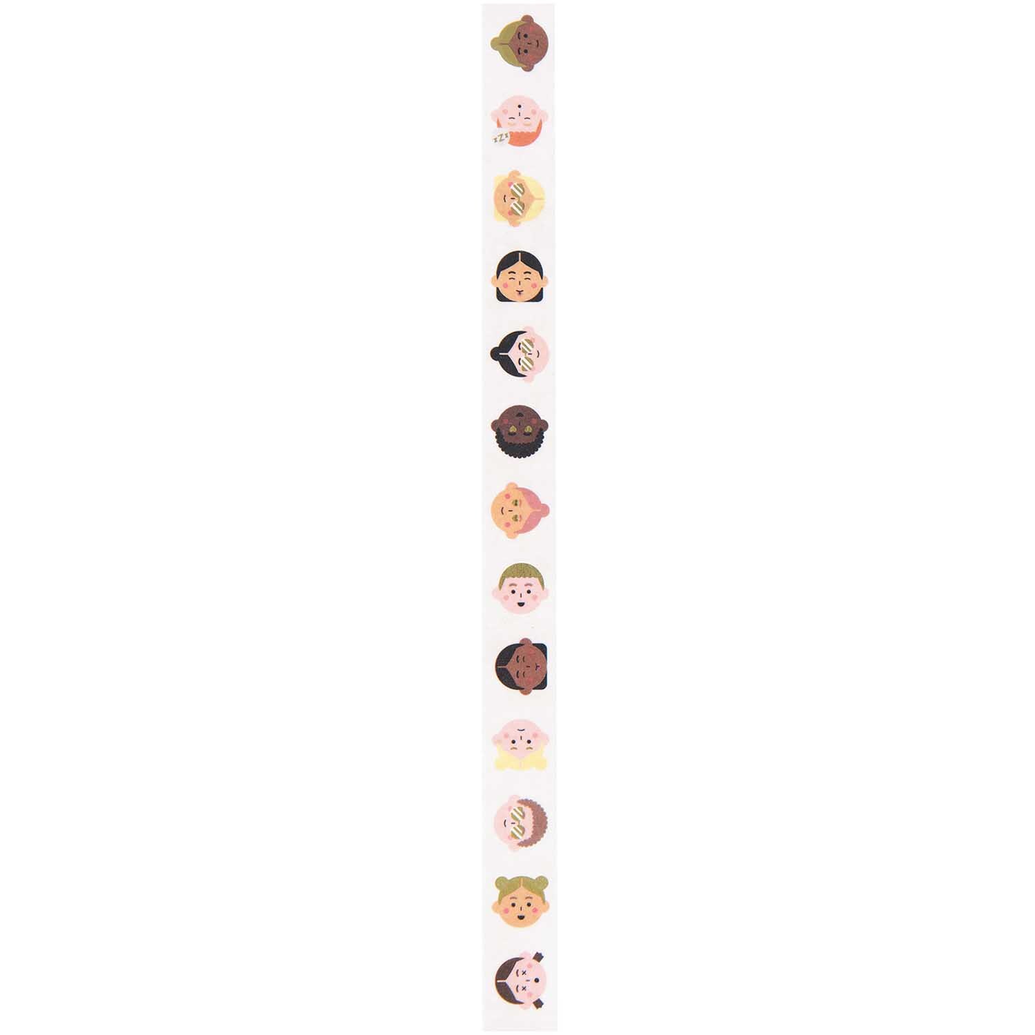 Paper Poetry Tape Gesichter mit verschiedenen Gesichtsmotiven von Rico Design auf schwarzem Hintergrund.