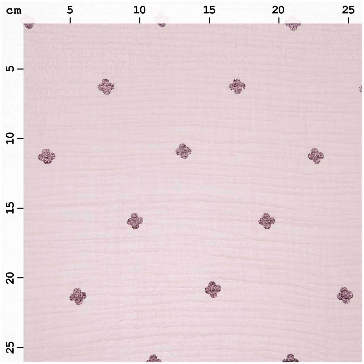 Meterware Krinkelmusselin Blüten rosa Hot Foil von Rico Design