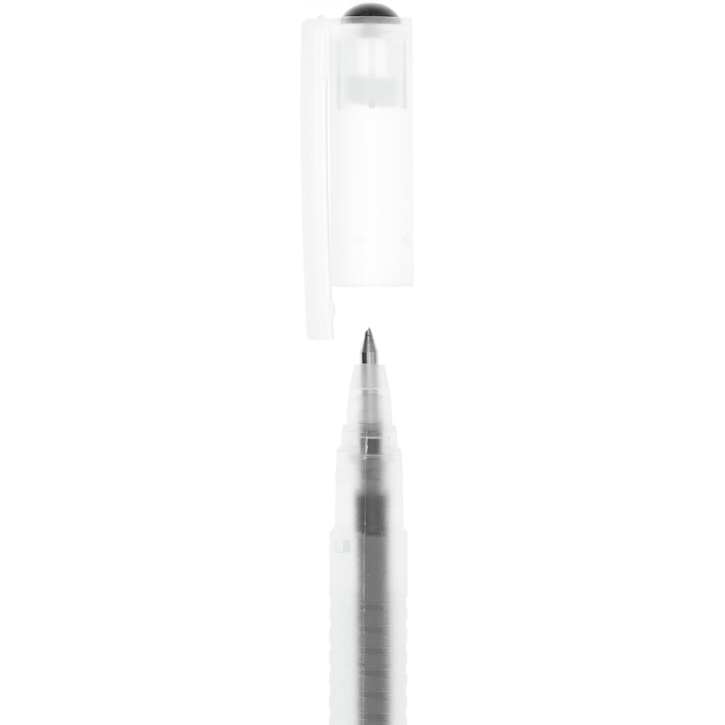 Gelstift Basic 0,5mm von Rico Design, schwarz, mit abnehmbarer Kappe, ideal für präzises Schreiben.