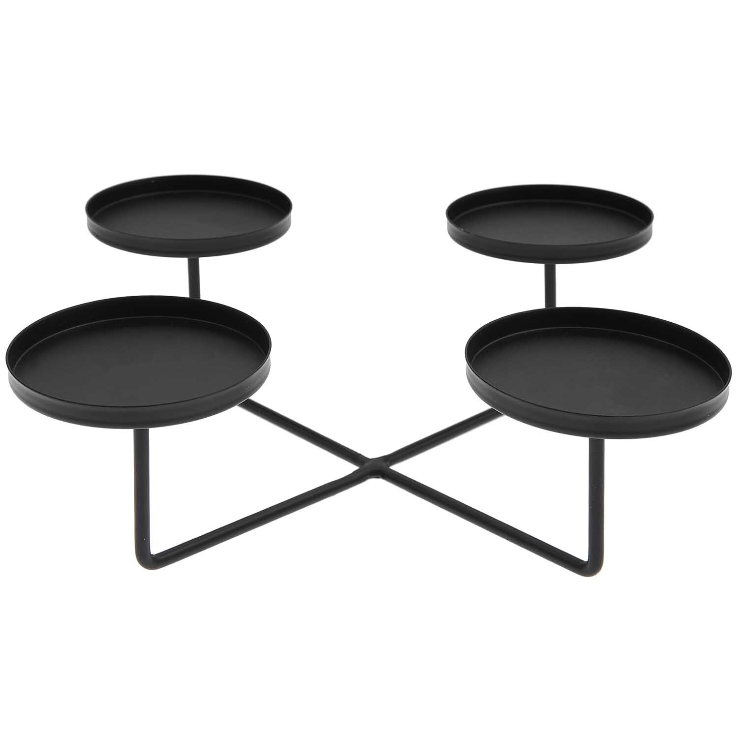 Kerzenhalter Metall für 4 Stumpenkerzen von Rico Design, schwarz, modernes Design, ideal für stilvolle Dekoration.