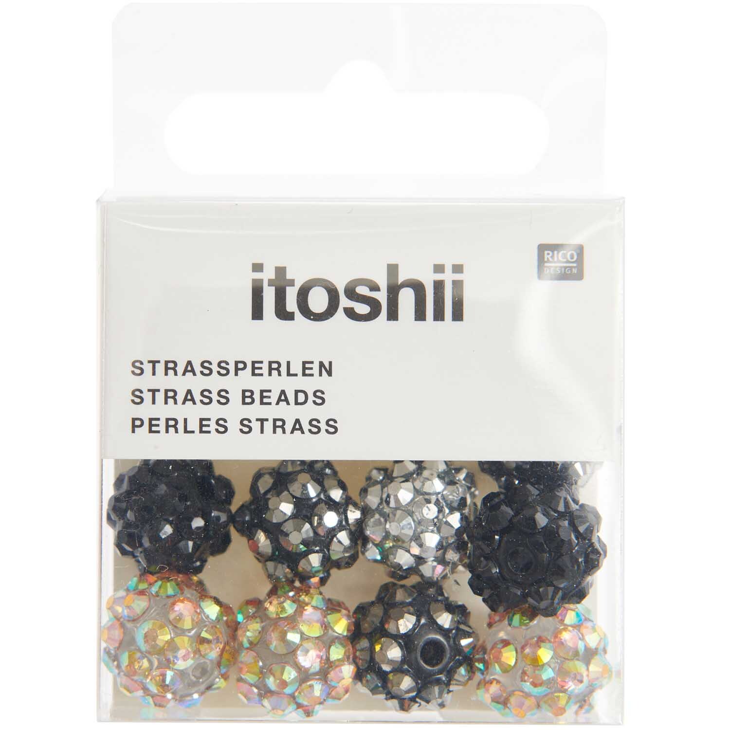 itoshii Strassperlen schwarz Mix 11mm 12 Stück von Rico Design