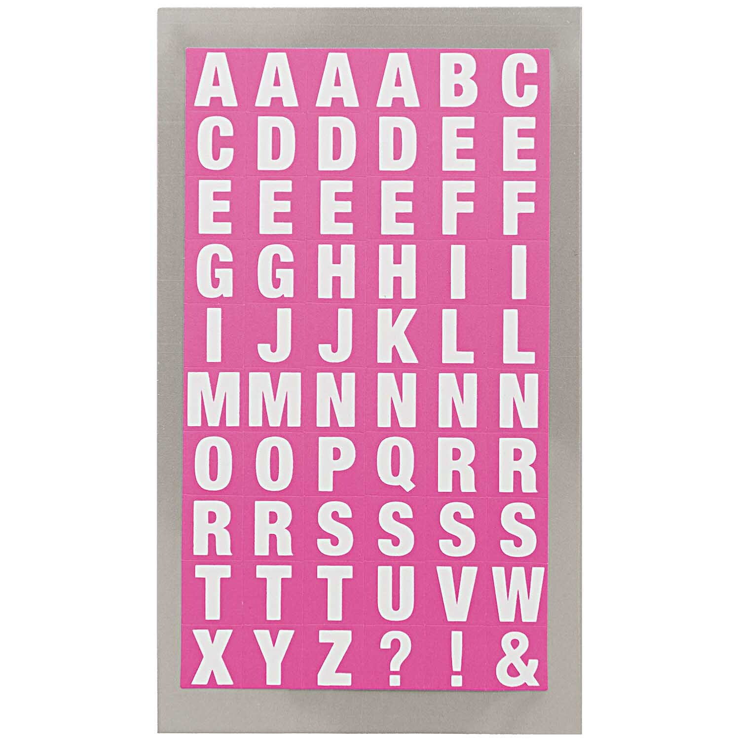 Paper Poetry Office Sticker Buchstaben auf vier Bögen. Pink-weiße Buchstaben von Rico Design.