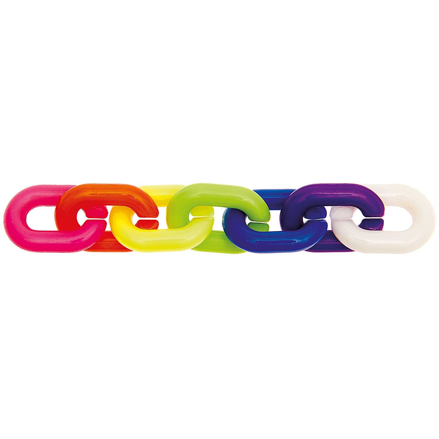 itoshii Verbindungsringe in Regenbogenfarben, 19x14x4mm, 18 Stück, von Rico Design. Bunte Kettenglieder in leuchtenden Farben.
