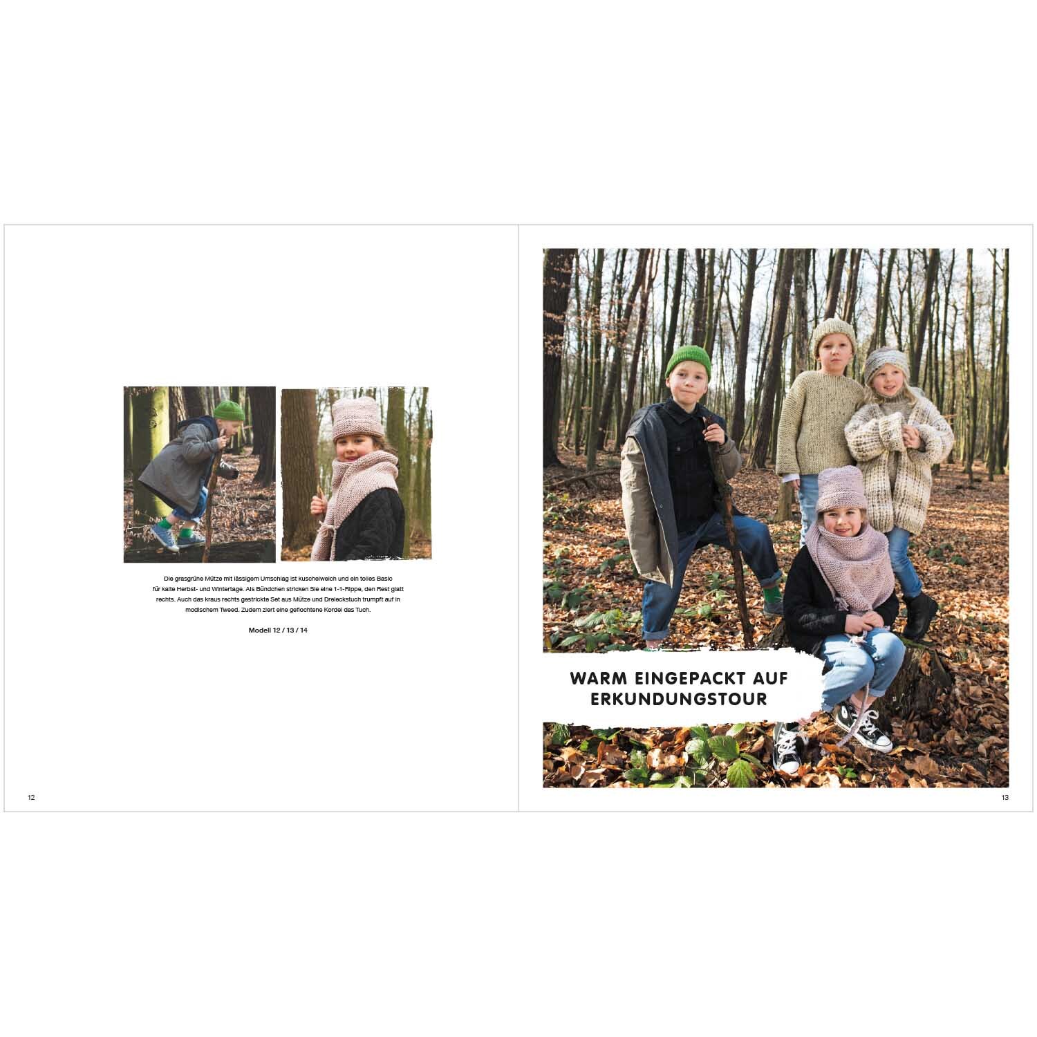 Kids Nr.8: Kinder in warmer Kleidung von Rico Design im Wald auf Erkundungstour.