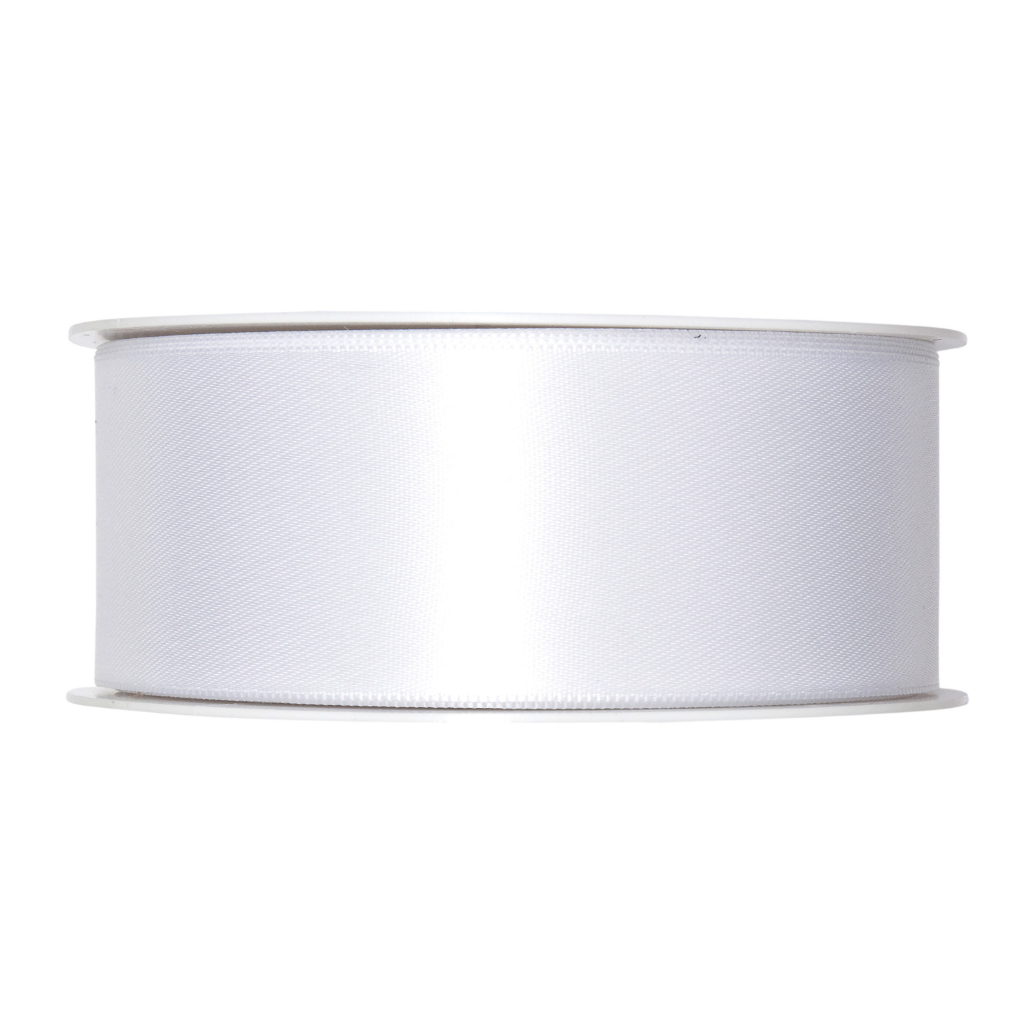 Satinband, 40mm 4m, in elegantem Weiß auf Rolle, ideal für Dekorationen und Geschenke.