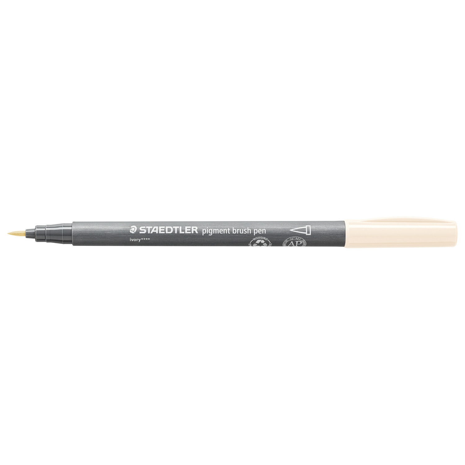 Pigment Brush Pen von Staedtler in Elfenbein, ideal für präzises Zeichnen und Skizzieren.