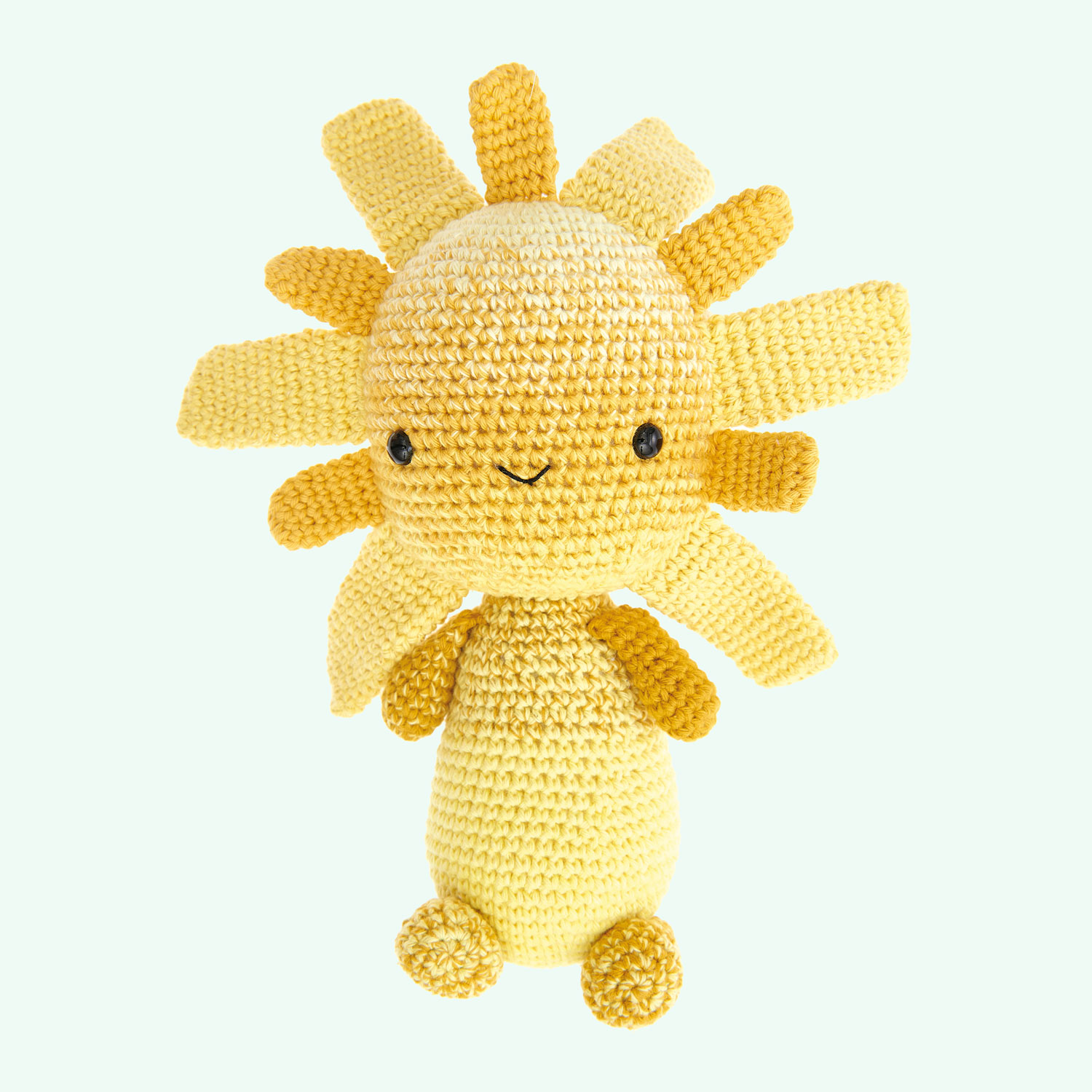 Gehäkelte Figur: Sun-Head aus dem Heft Ricorumi Element Heads