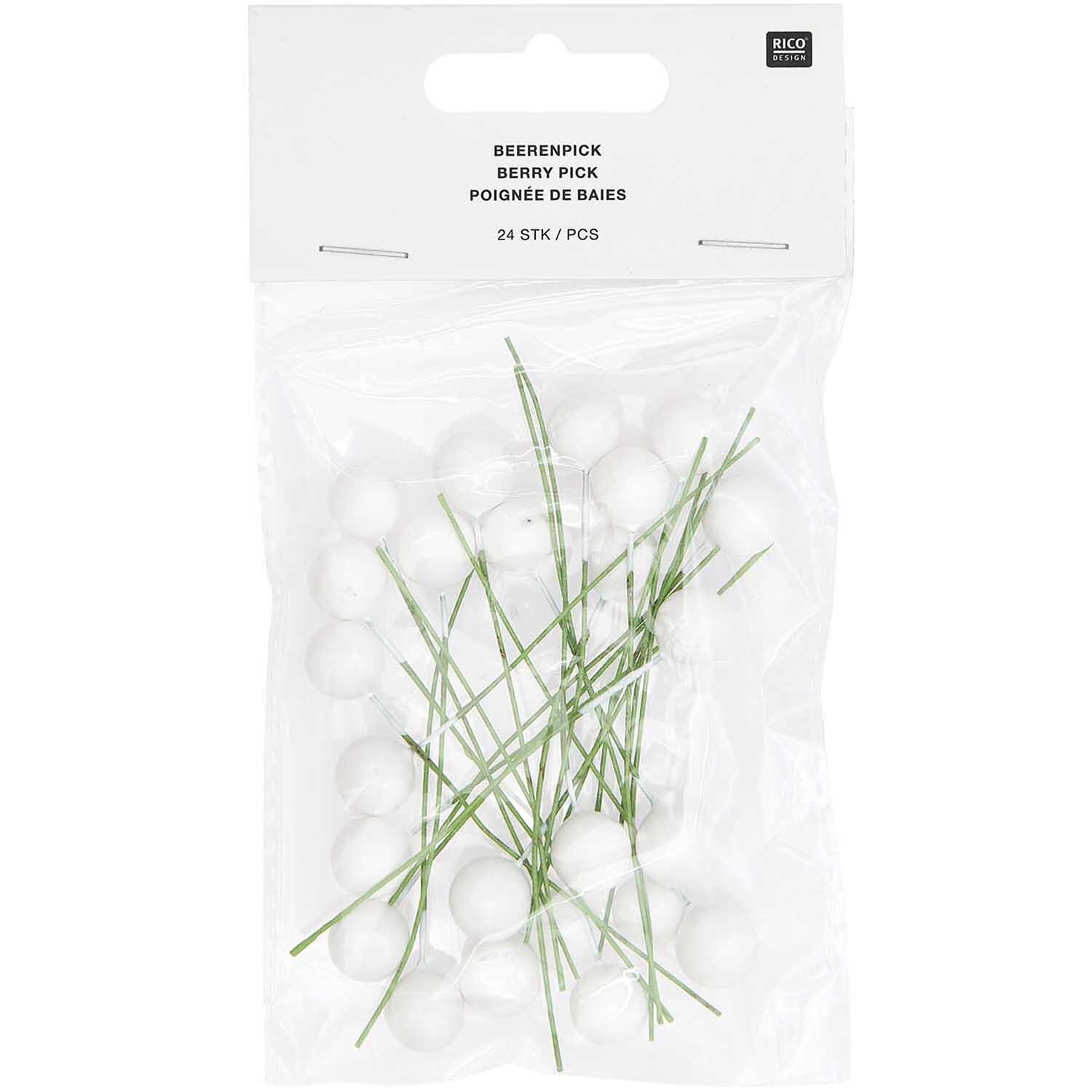 Beerenpick lackiert 8,5x8,5cm 24 Stück Farbe Weiß von Rico Design