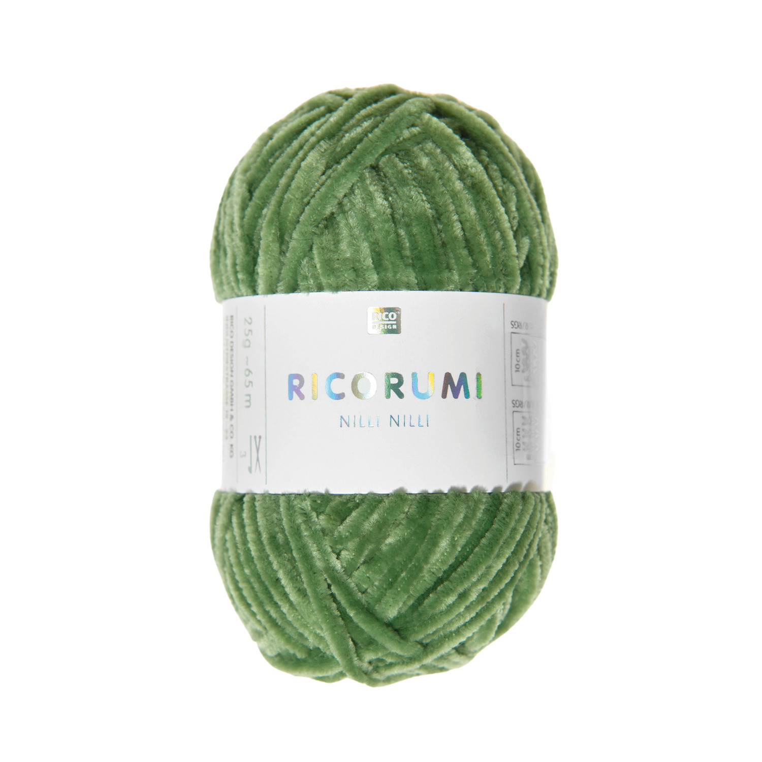 Ricorumi Nilli Nilli: Weiches, grünes Garn von Rico Design, ideal für kreative Strickprojekte.