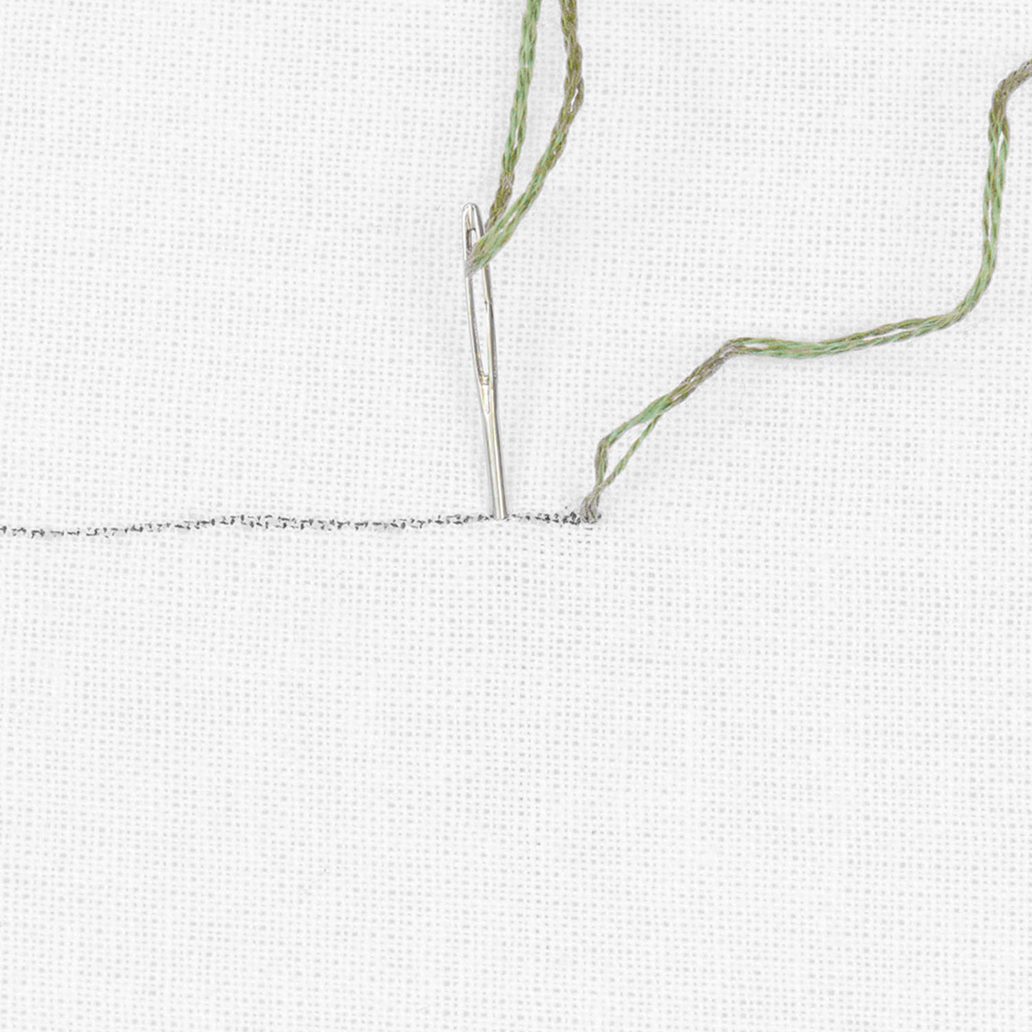 Schritt 2 in der Stickanleitung für einen Stielstich
