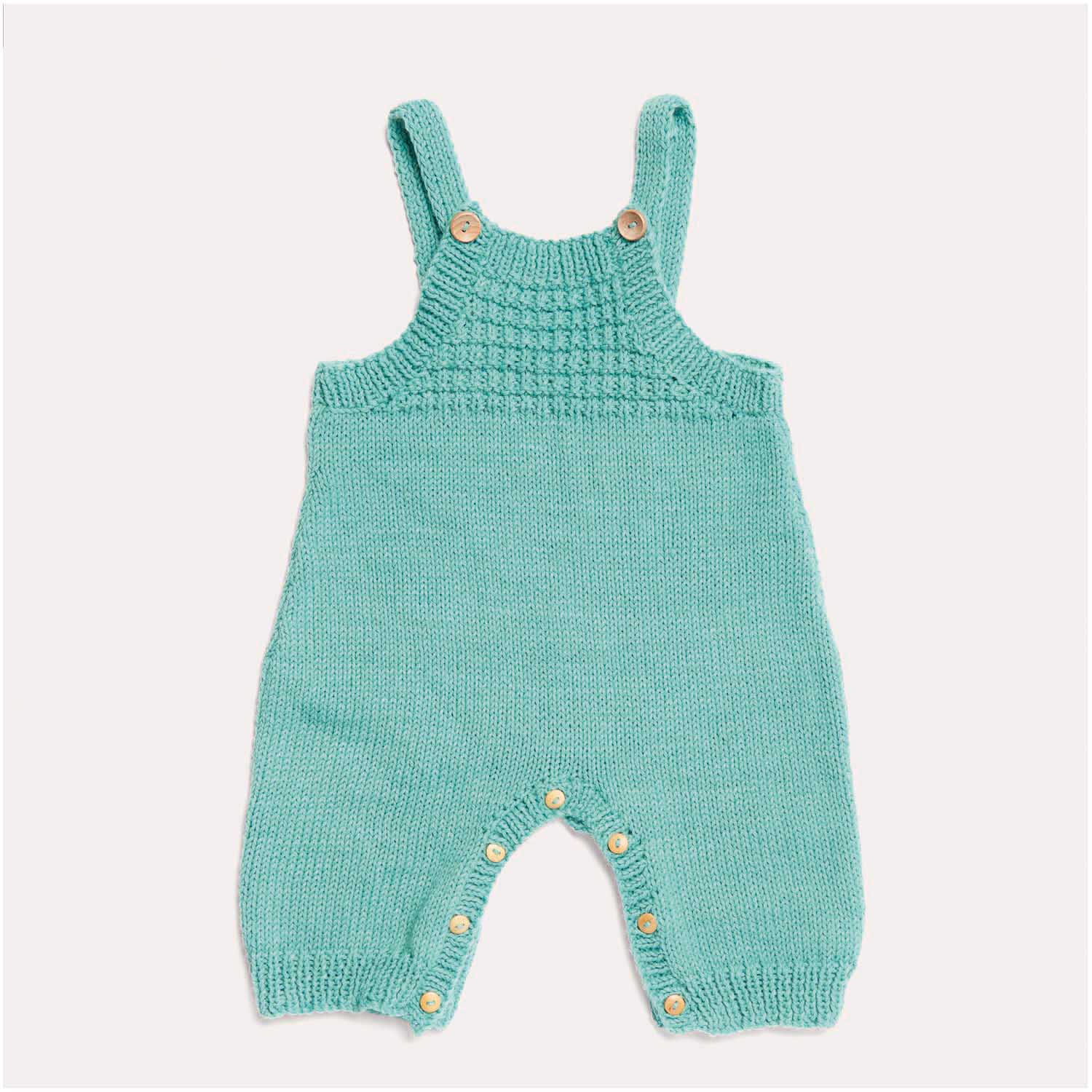 Gestrickte Baby-Latzhose Aqua: Modell 19 aus dem Heft Rico Baby 038