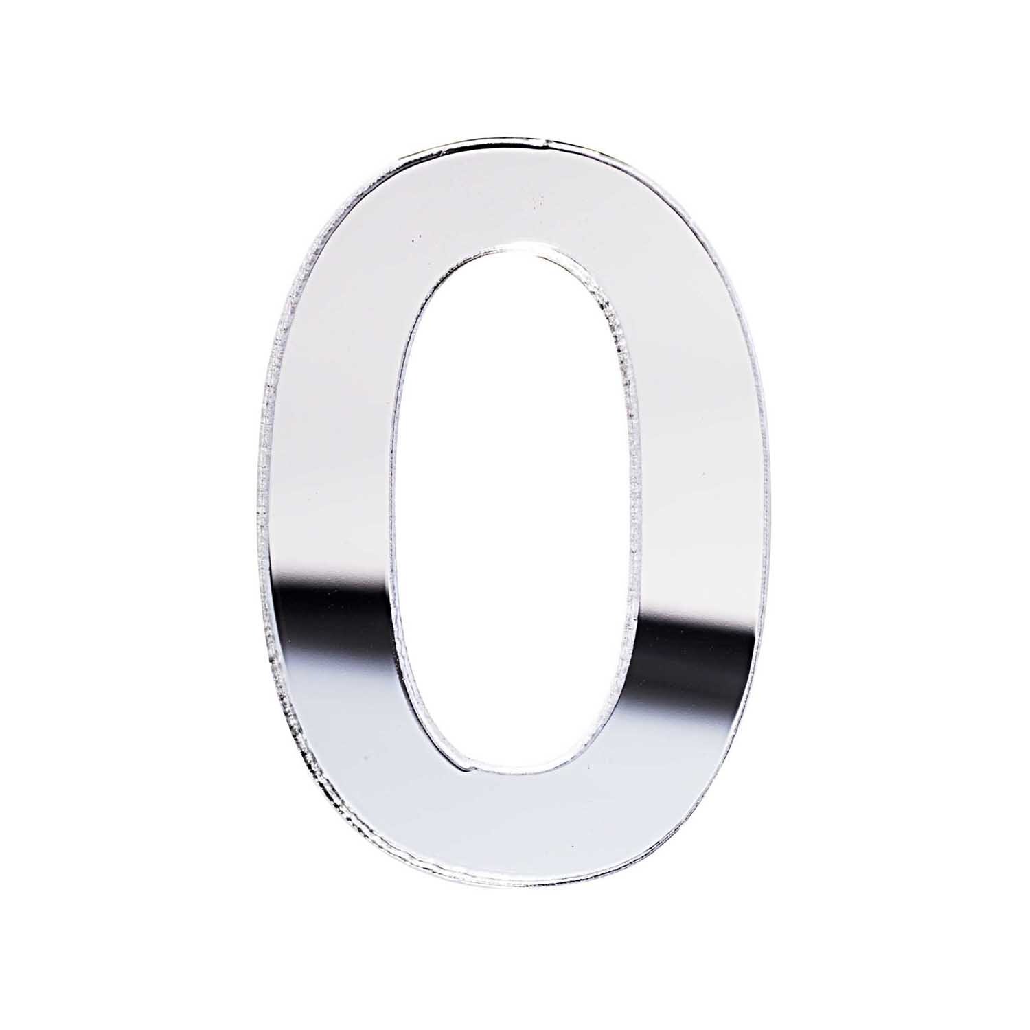 Spiegel Zahlen von Rico Design: Eine glänzende, spiegelnde Zahl Null in elegantem Design.